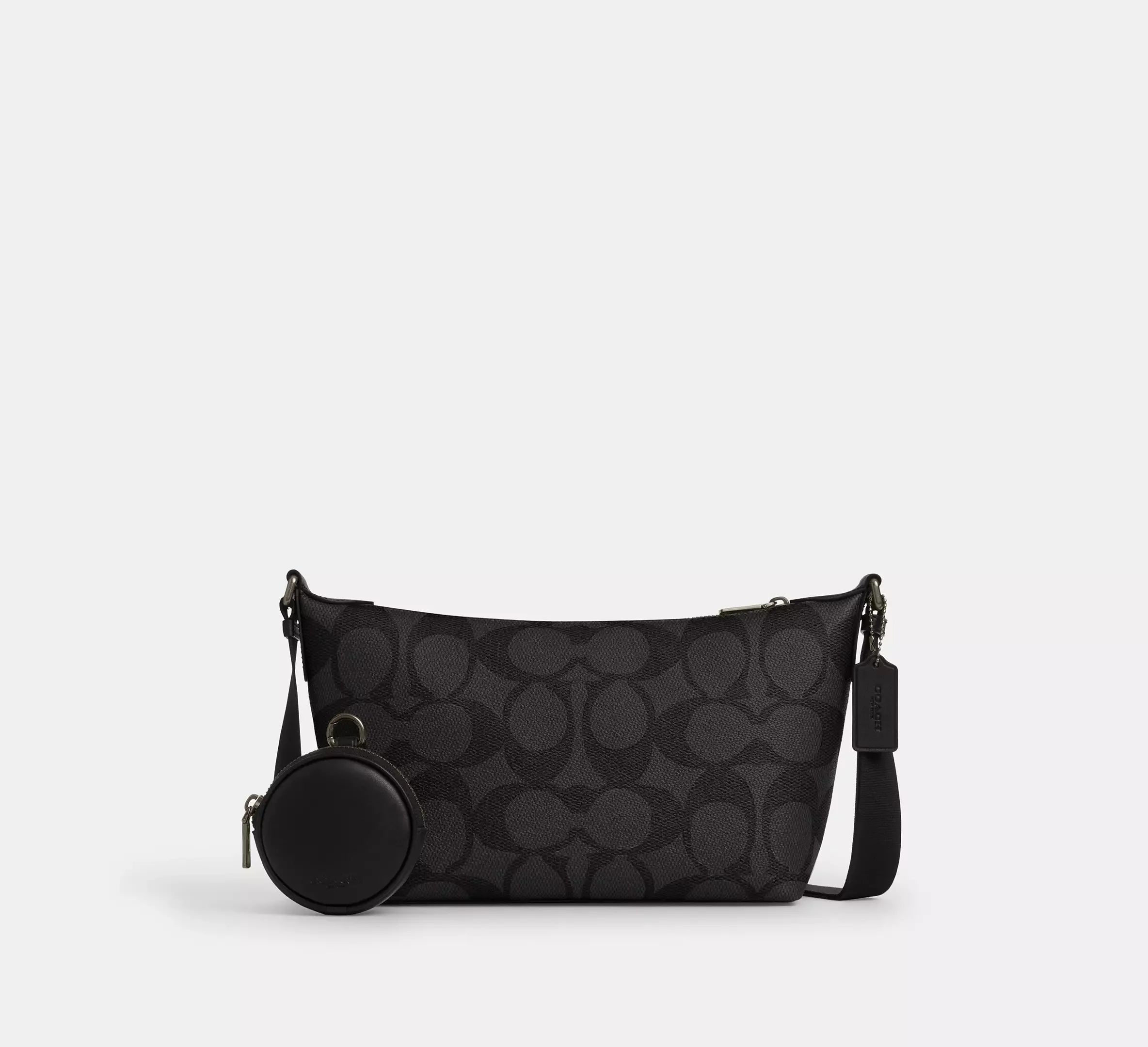 Coach Small Finn Crossbody Bag With Pouch In Maxi Signature – Gunmetal/Charcoal/Black - Mind Türkiye