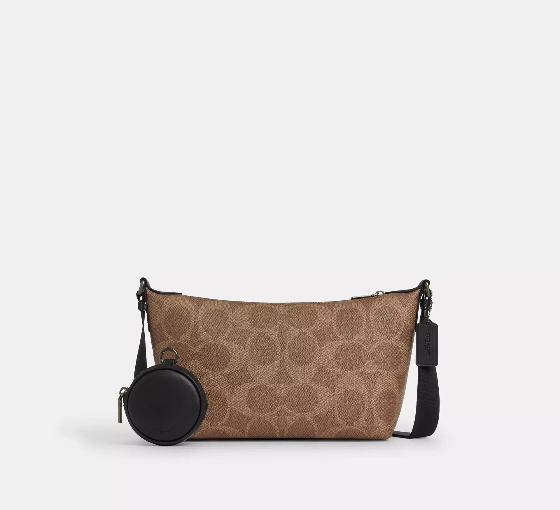 Coach Small Finn Crossbody Bag With Pouch In Maxi Signature – Gunmetal/Tan/Black - Mind Türkiye