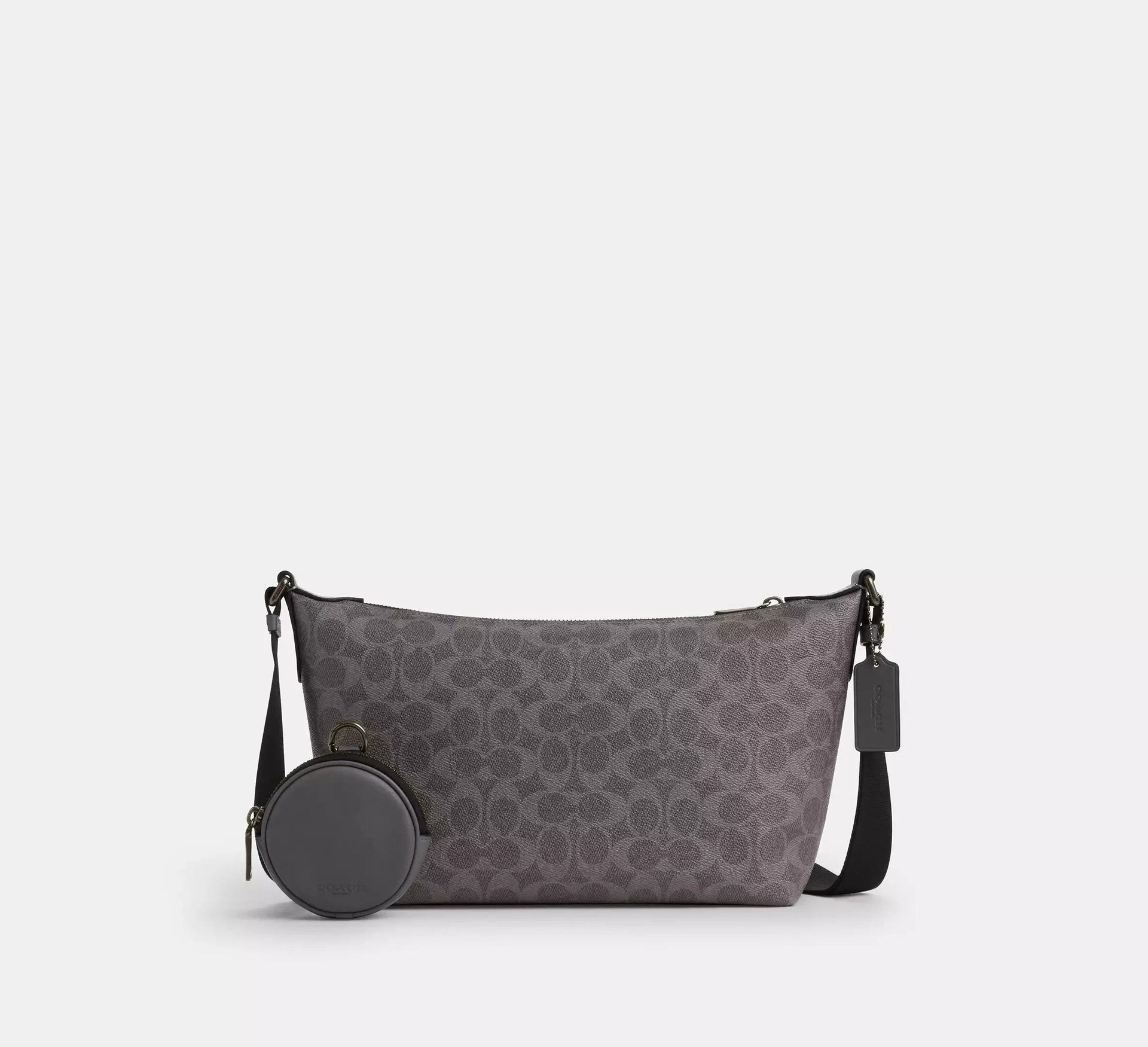 Coach Small Finn Crossbody Bag With Pouch In Signature – Gunmetal/Grey/Charcoal - Mind Türkiye