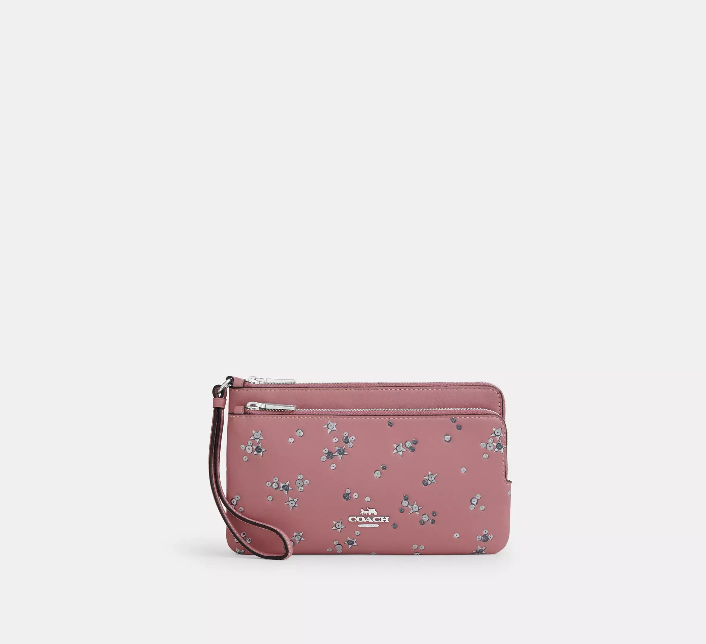 Coach Double Zip Wallet With Star Print – Silver/Dusty Pink Multi - Mind Türkiye