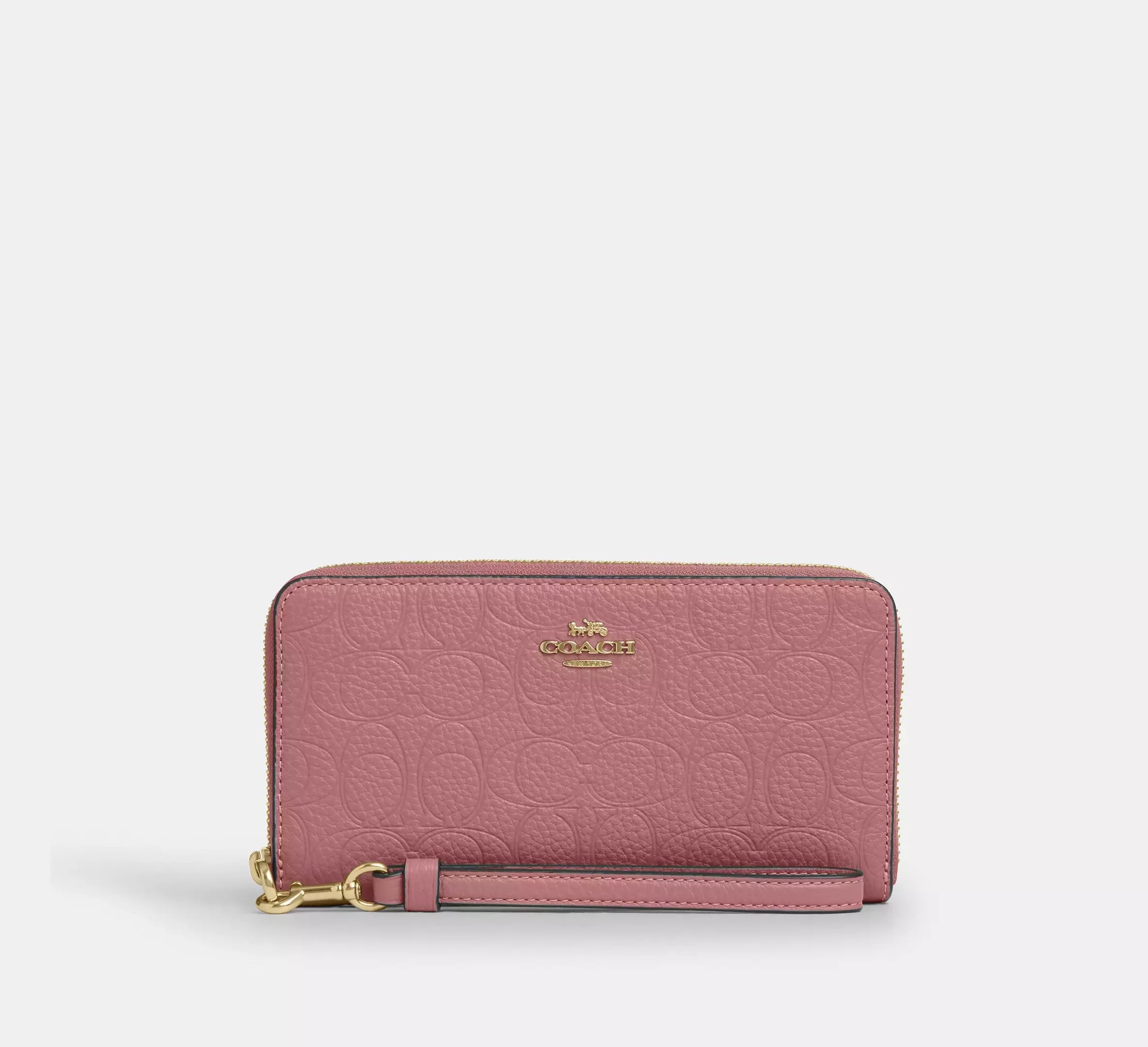 Coach Long Zip Around Wallet In Signature Leather – Gold/Peony - Mind Türkiye
