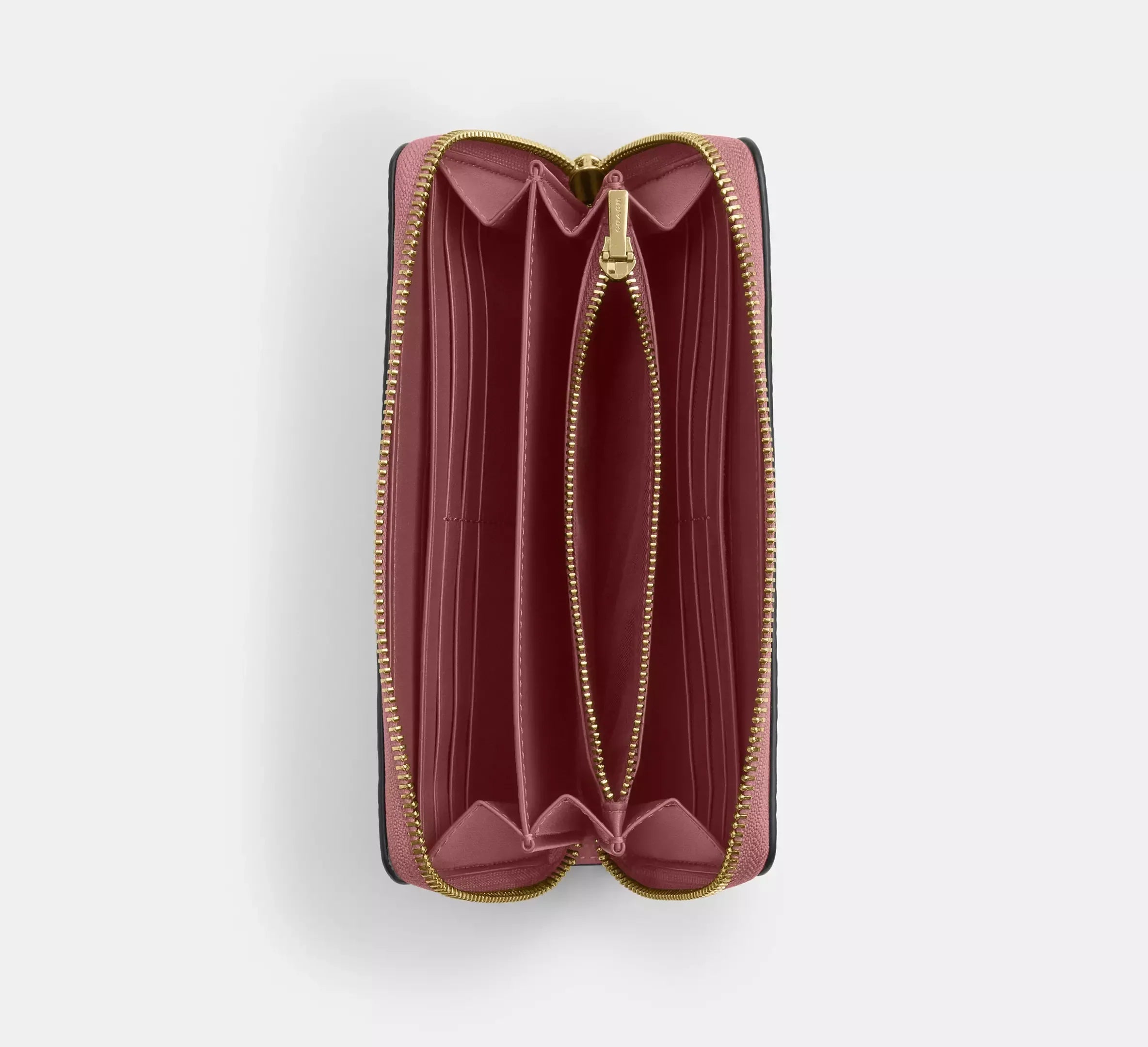 Coach Long Zip Around Wallet In Signature Leather – Gold/Peony - Mind Türkiye