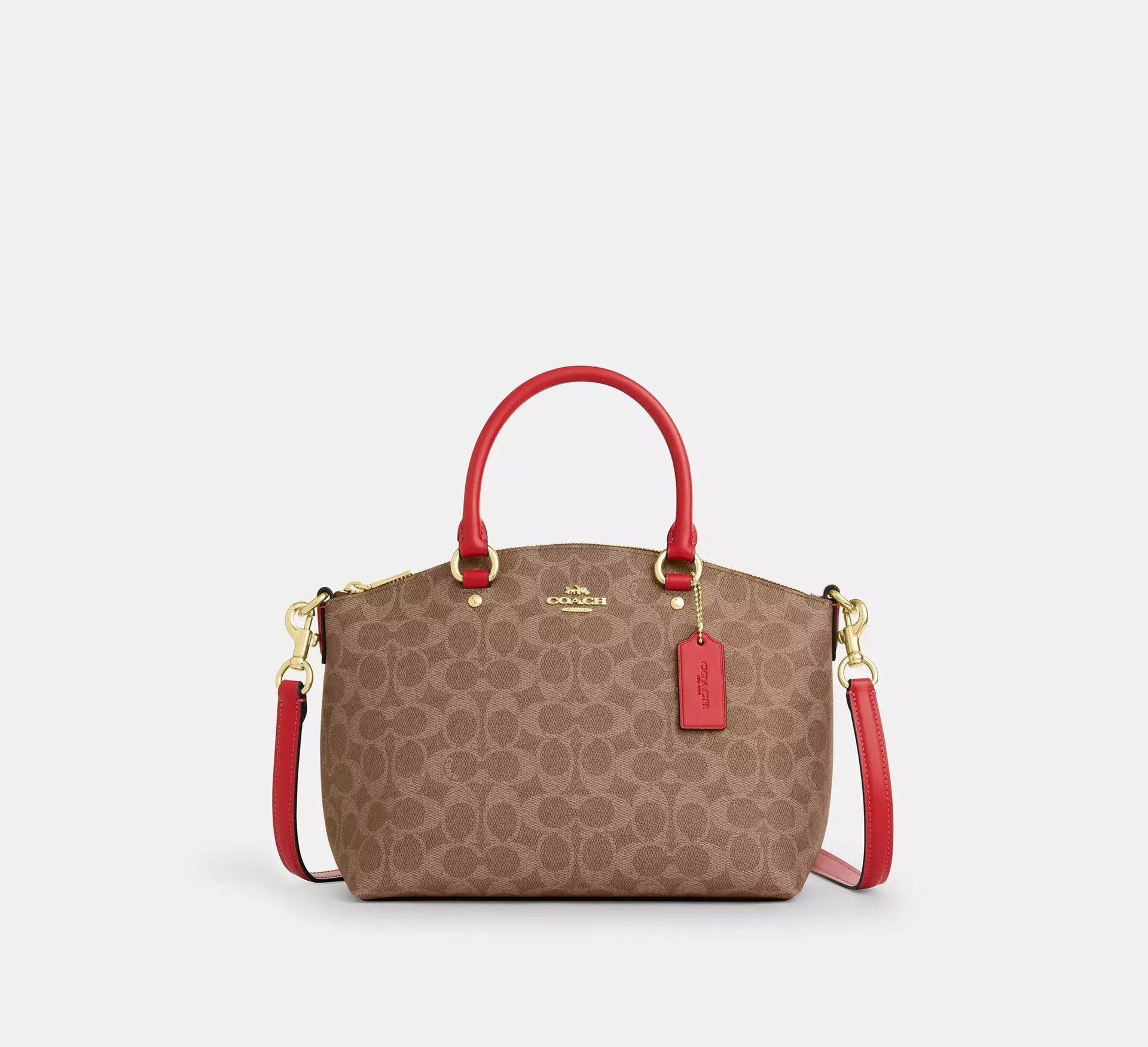 Coach Sadie Satchel Bag In Signature – Im/Tan/Carnation - Mind Türkiye