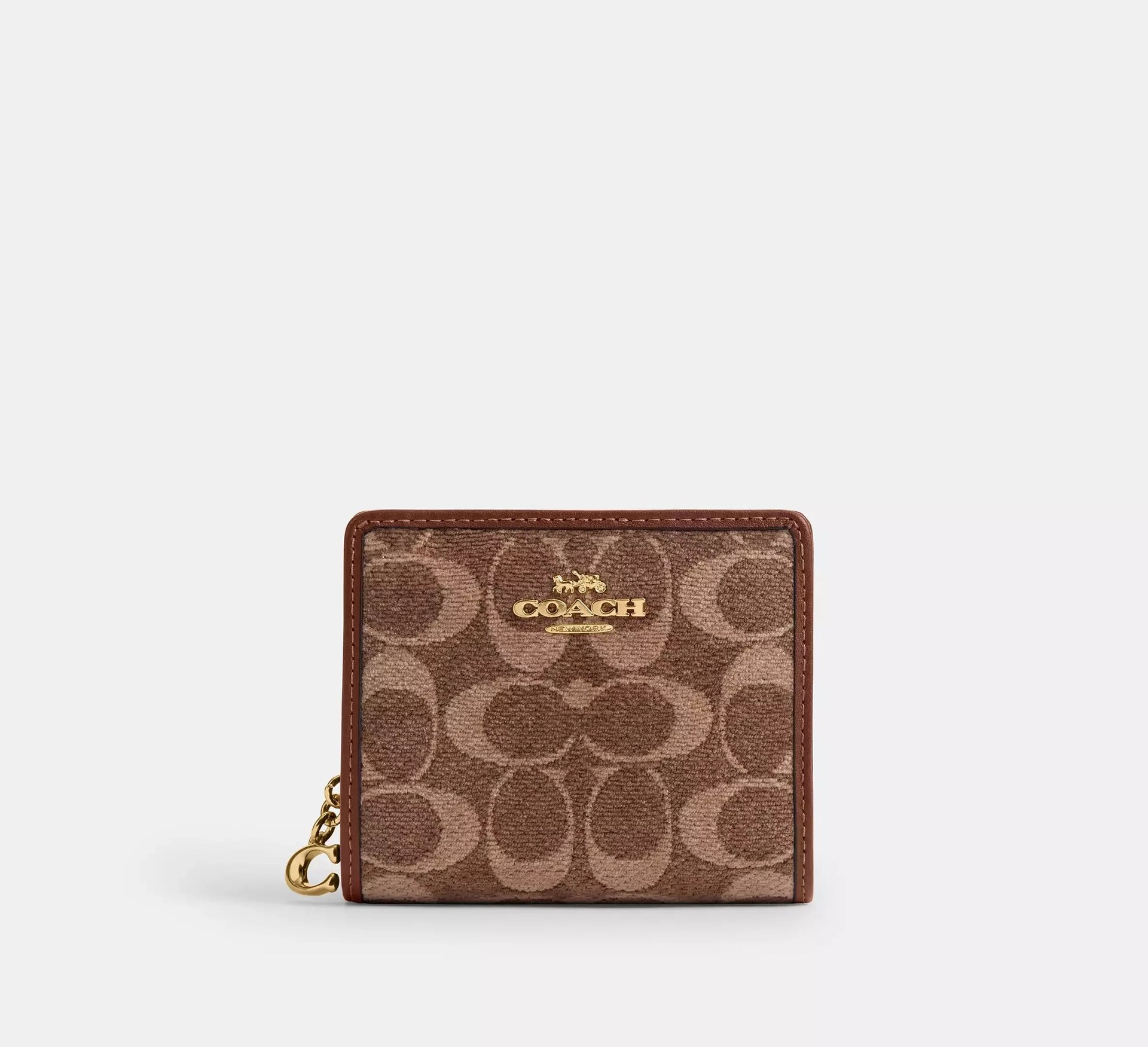 Coach Snap Wallet In Signature Chenille – Gold/Light Khaki/Vintage Brown - Mind Türkiye