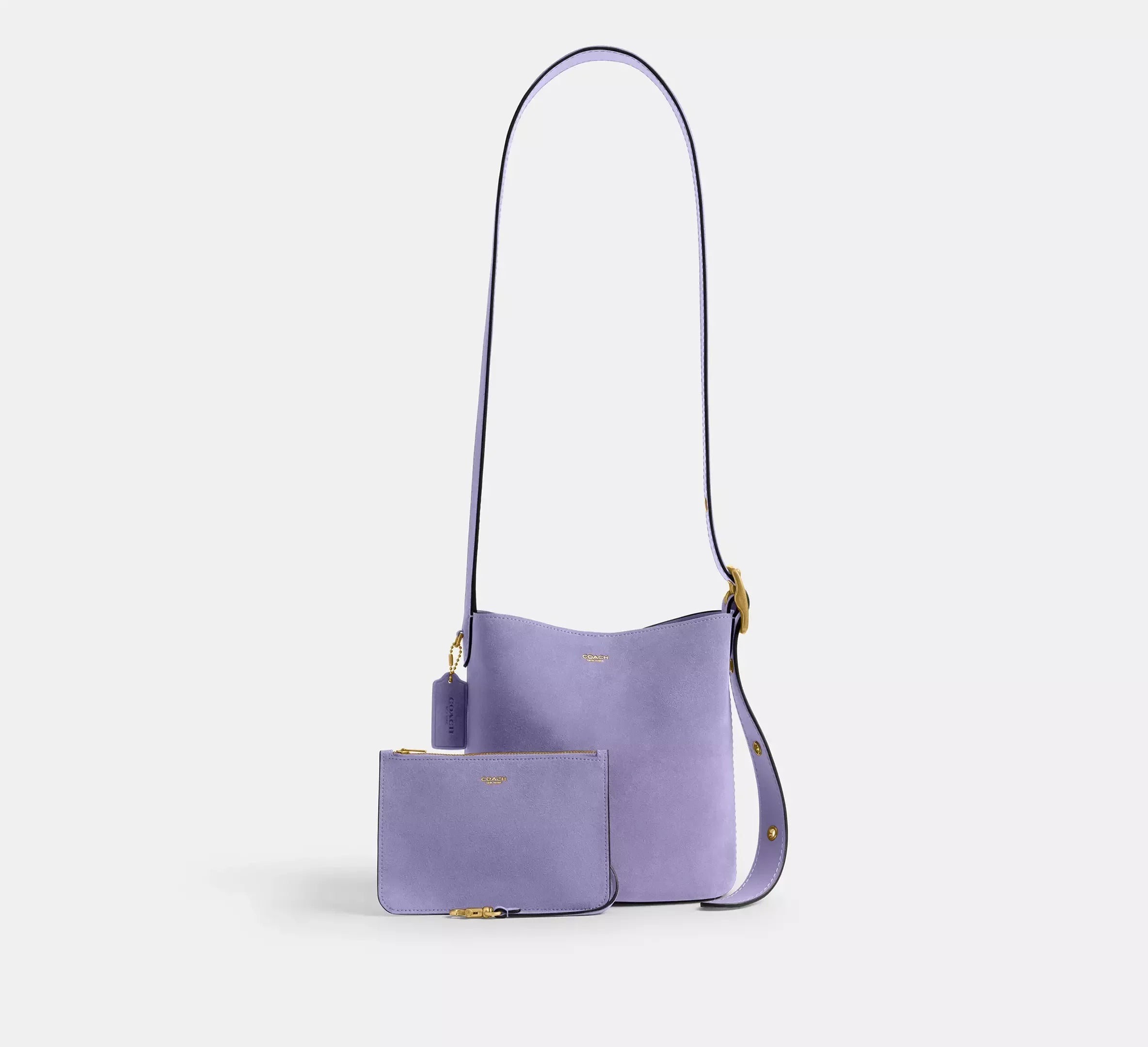 Coach Bleecker Bucket Bag 21 – Suede/Brass/Violet Mist - Mind Türkiye
