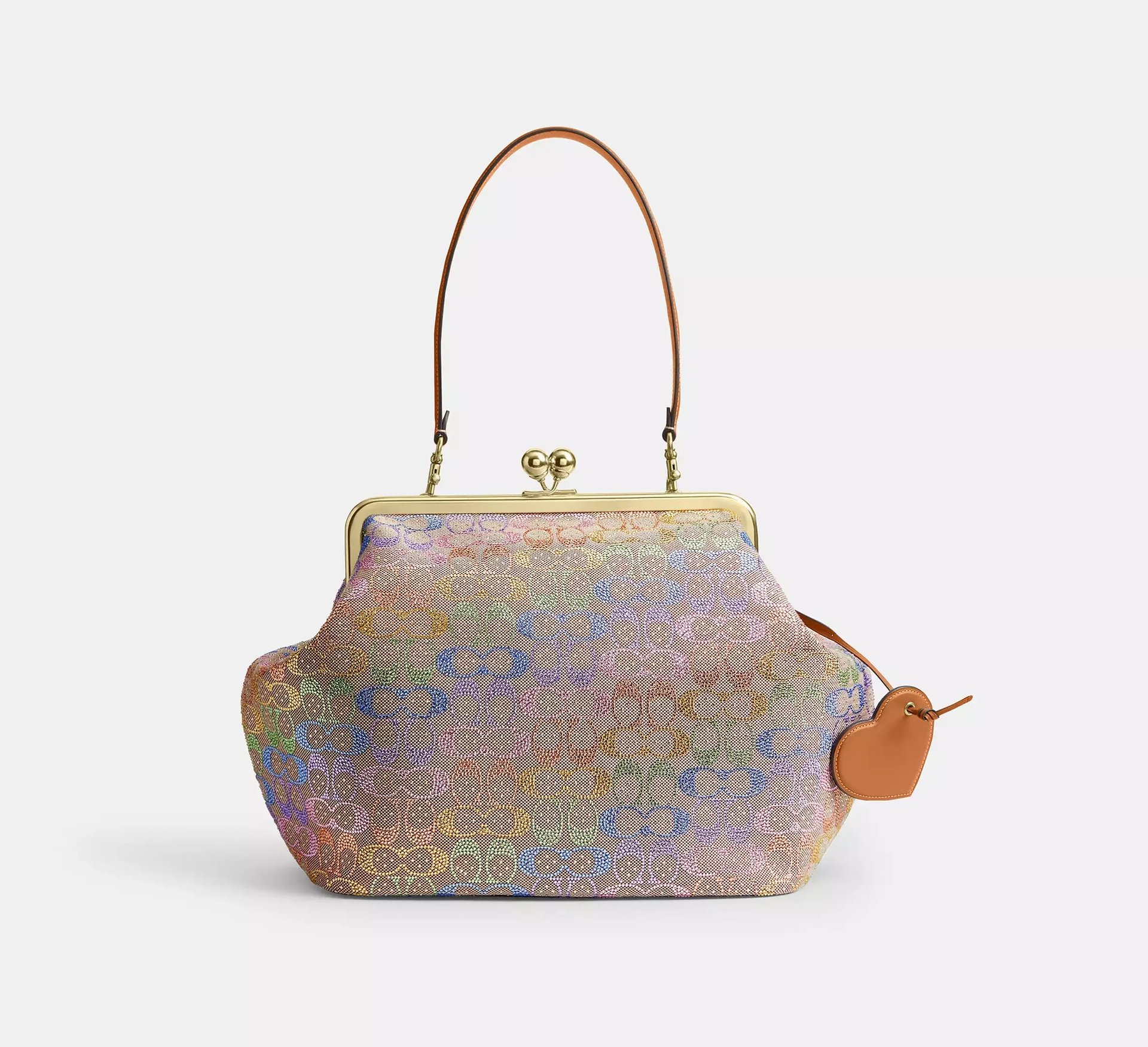 Coach Large Kisslock Frame Bag In Crystal Signature Jacquard SEZON – Brass/Rainbow Multi - Mind Türkiye
