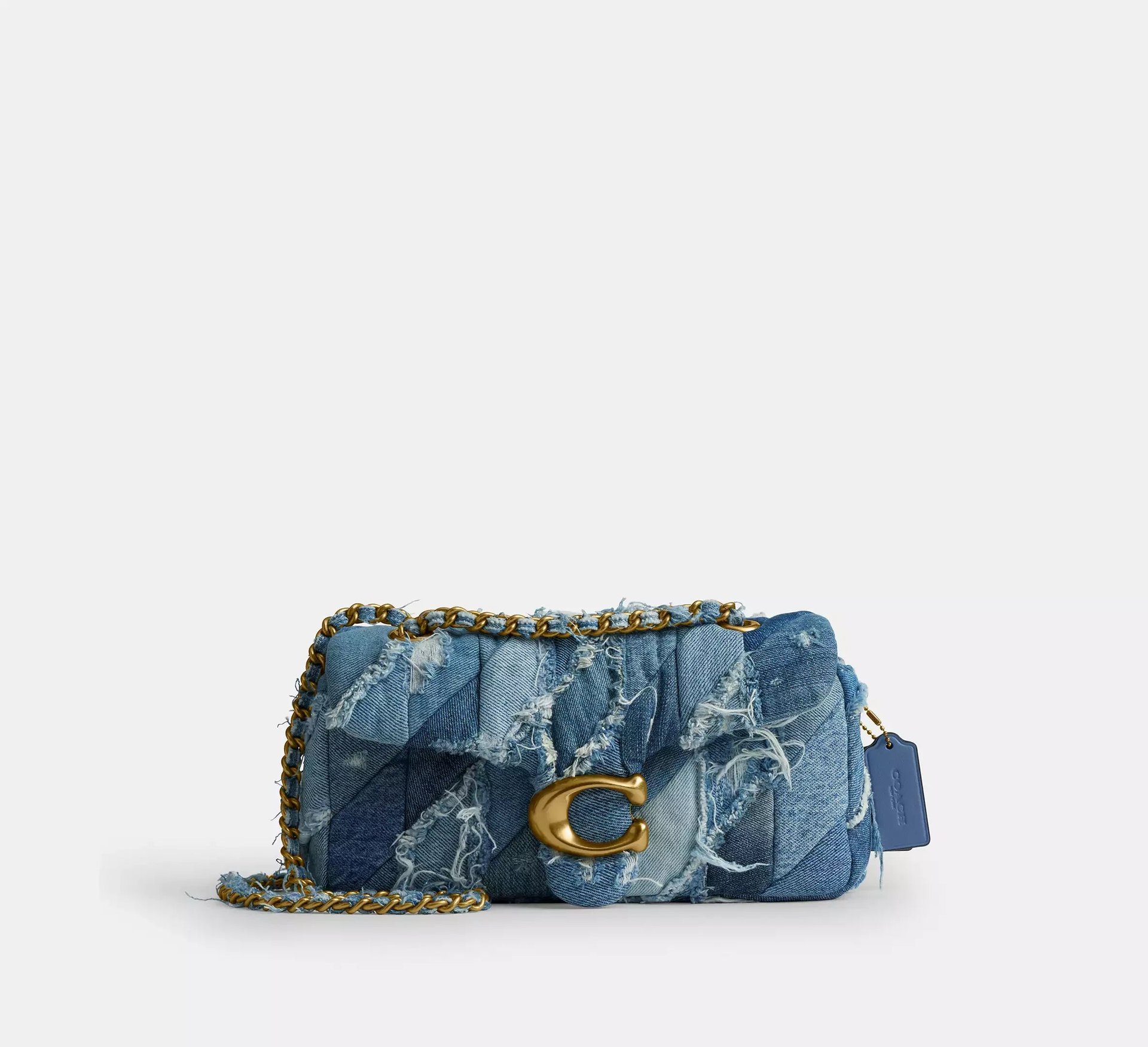 Coach Tabby Shoulder Bag 26 With Repurposed Denim Patchwork Quilting – Denim/Brass/Denim - Mind Türkiye