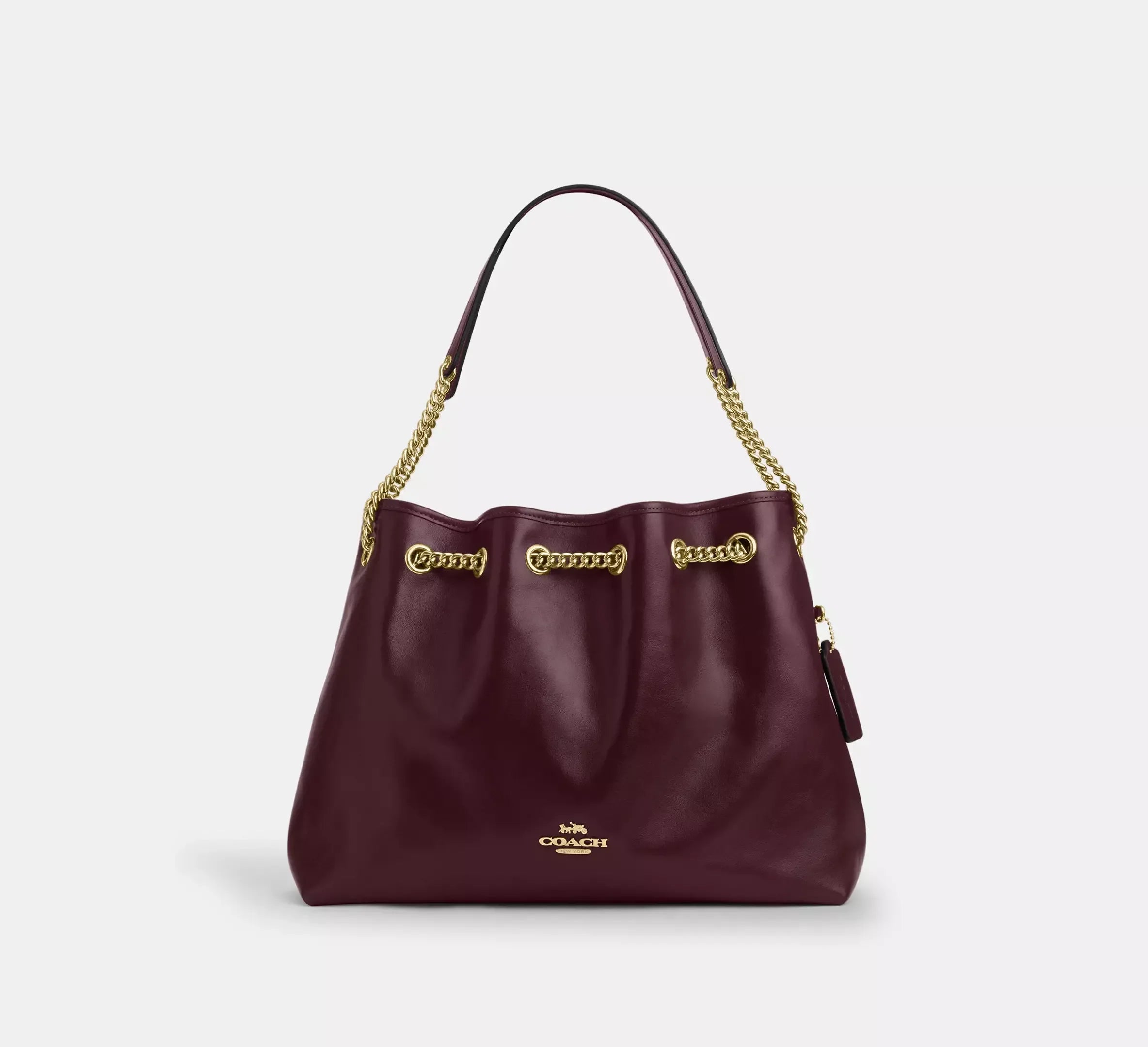 Coach Evelyn Shoulder Bag – Gold/Dark Wine - Mind Türkiye