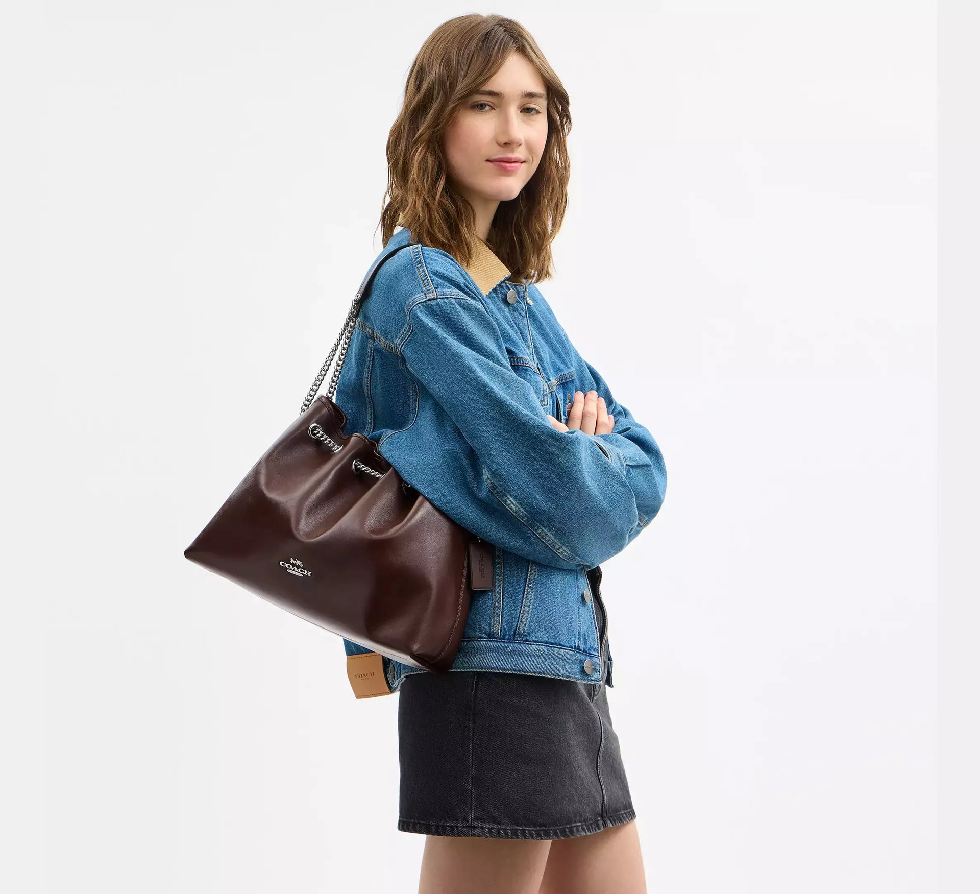 Coach Evelyn Shoulder Bag – Silver/Maple - Mind Türkiye