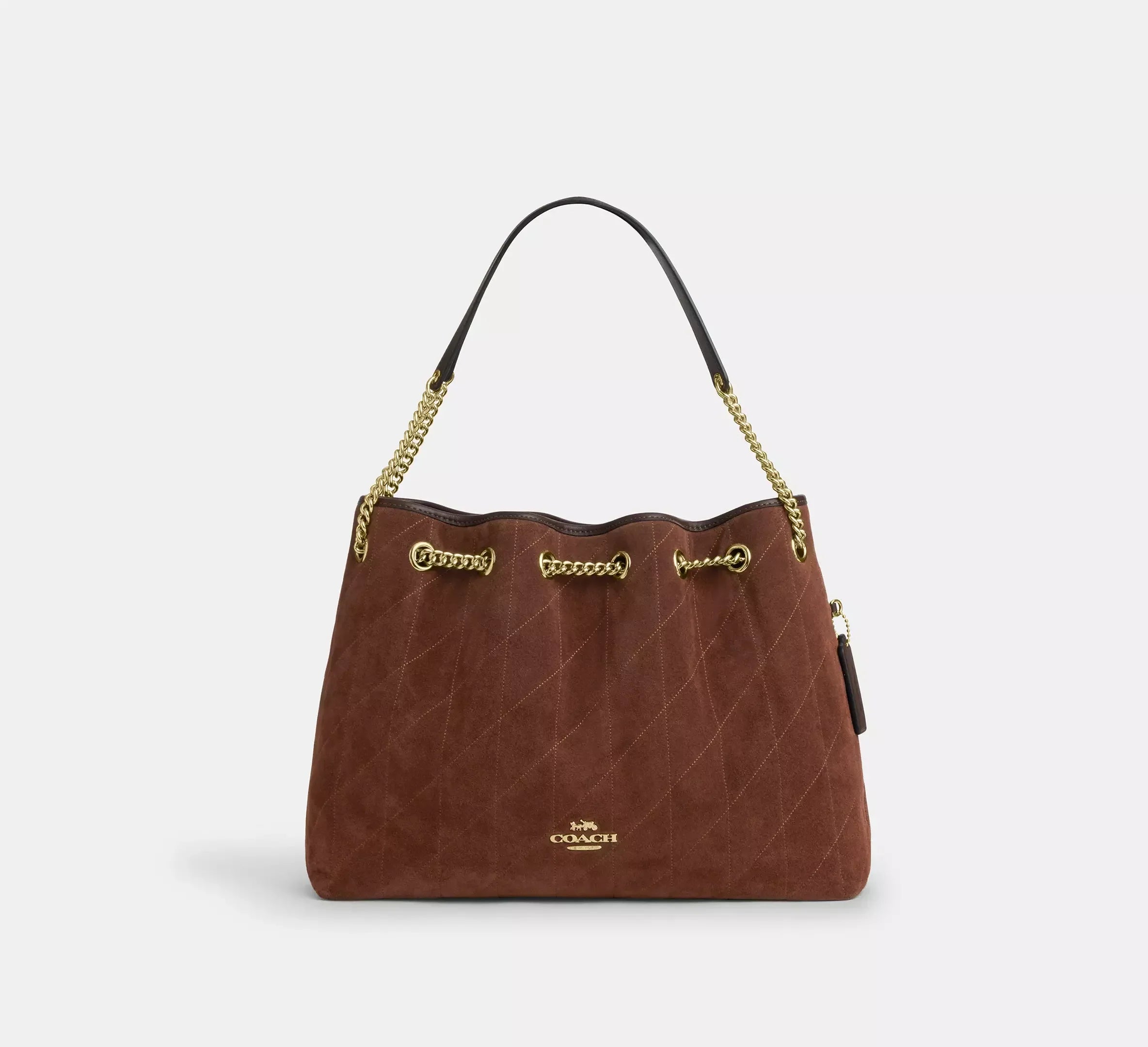 Coach Evelyn Shoulder Bag With Quilting – Gold/Vintage Brown/Maple - Mind Türkiye