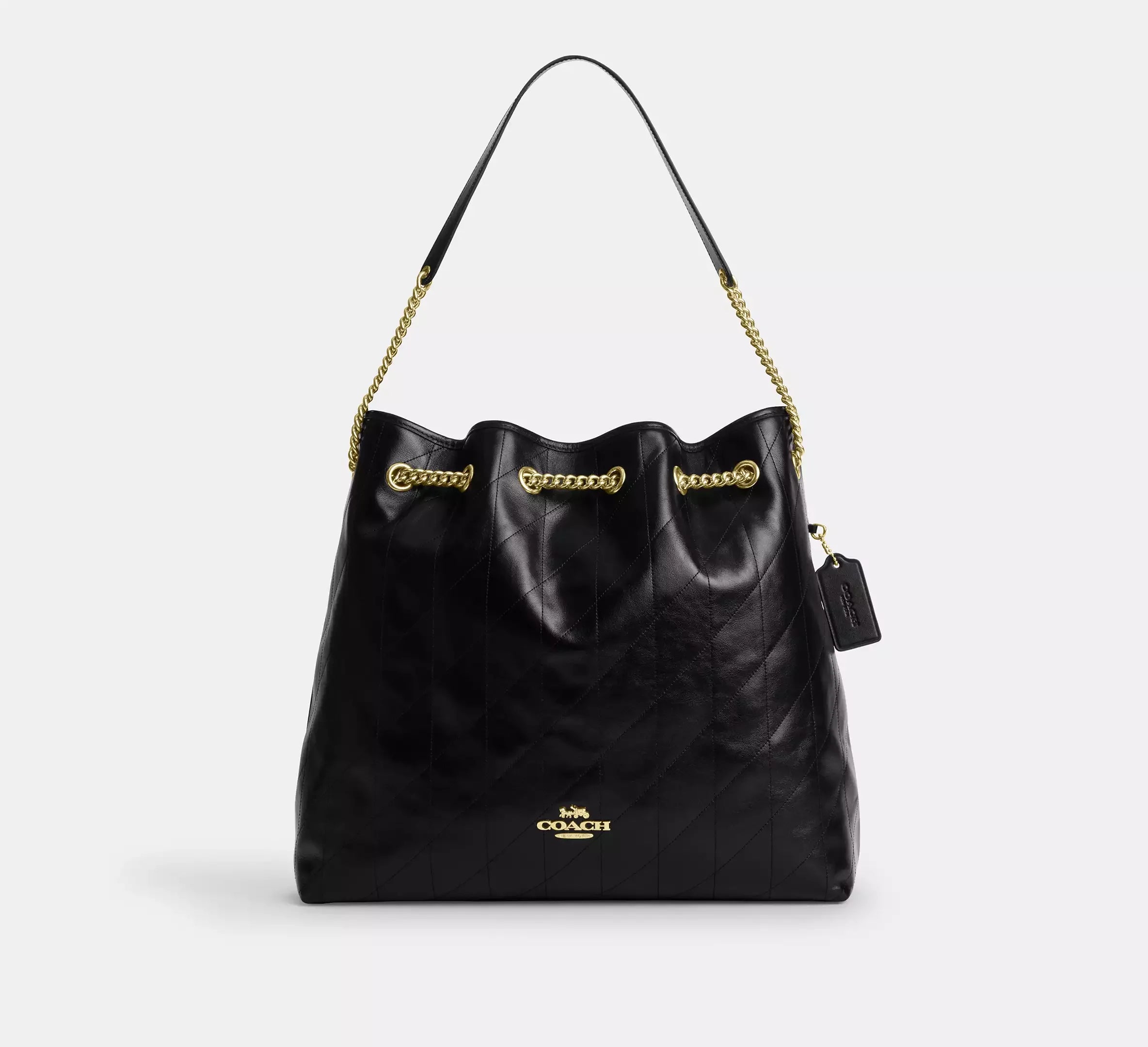 Coach Evelyn Large Shoulder Bag With Quilting – Gold/Black - Mind Türkiye
