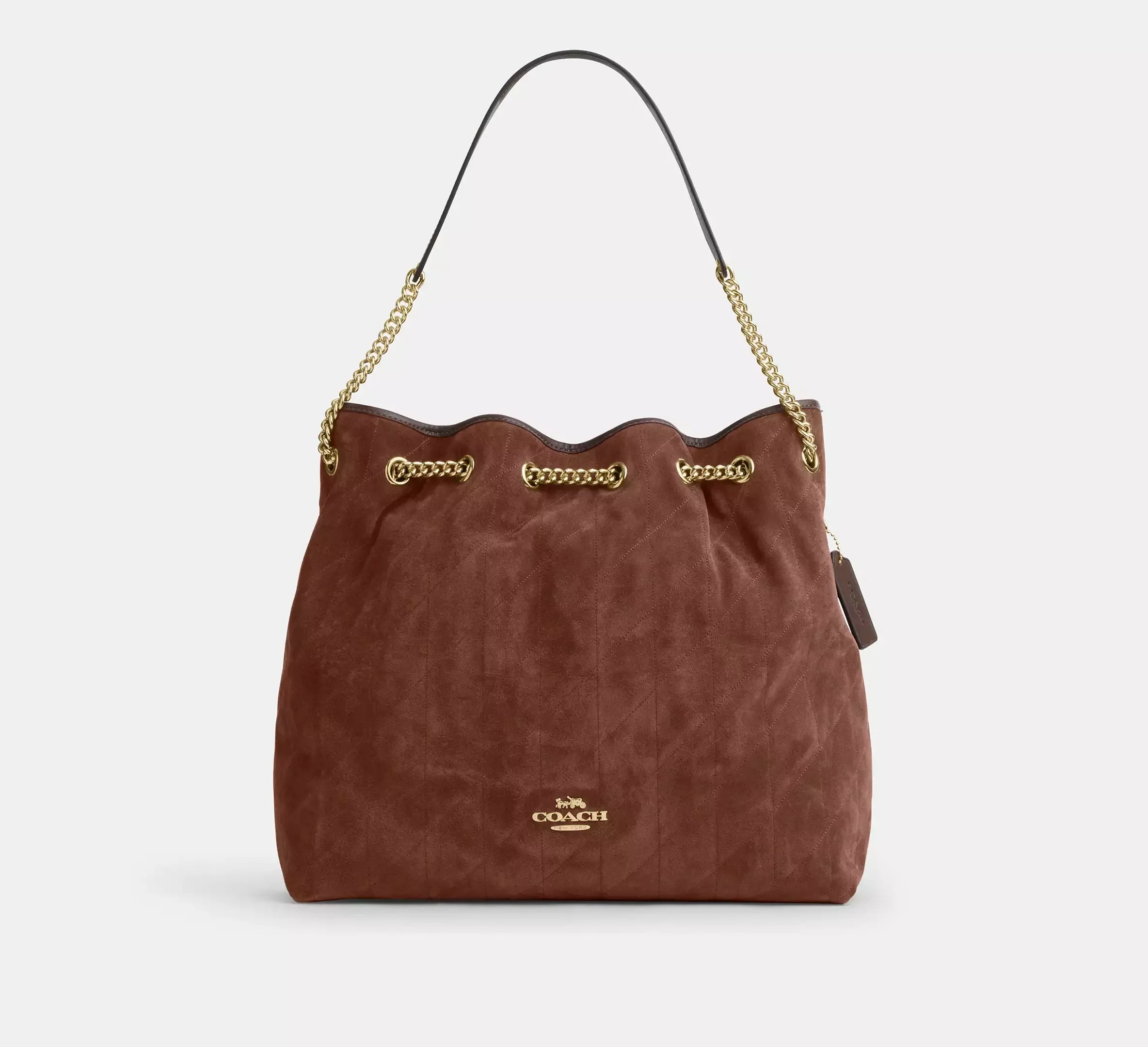 Coach Evelyn Large Shoulder Bag With Quilting – Gold/Vintage Brown/Maple - Mind Türkiye
