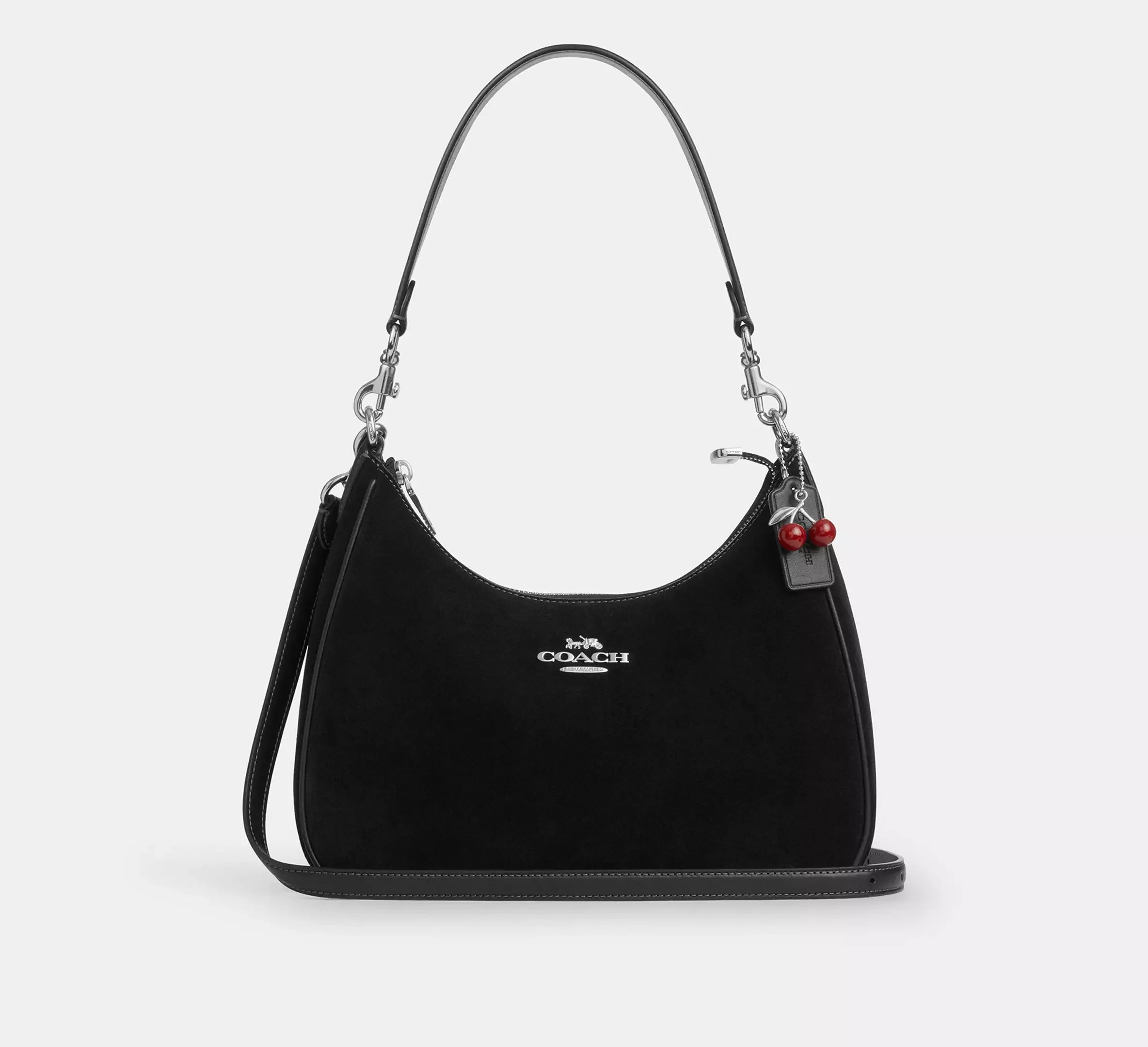 Coach Teri Hobo Bag With Cherry Charm – Silver/Black - Mind Türkiye