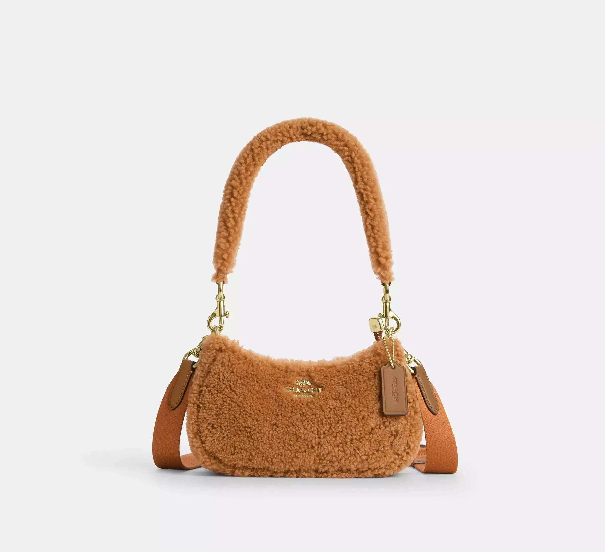 Coach Teri Mini Crossbody Bag In Shearling – Im/Dark Natural/Honey Brown - Mind Türkiye