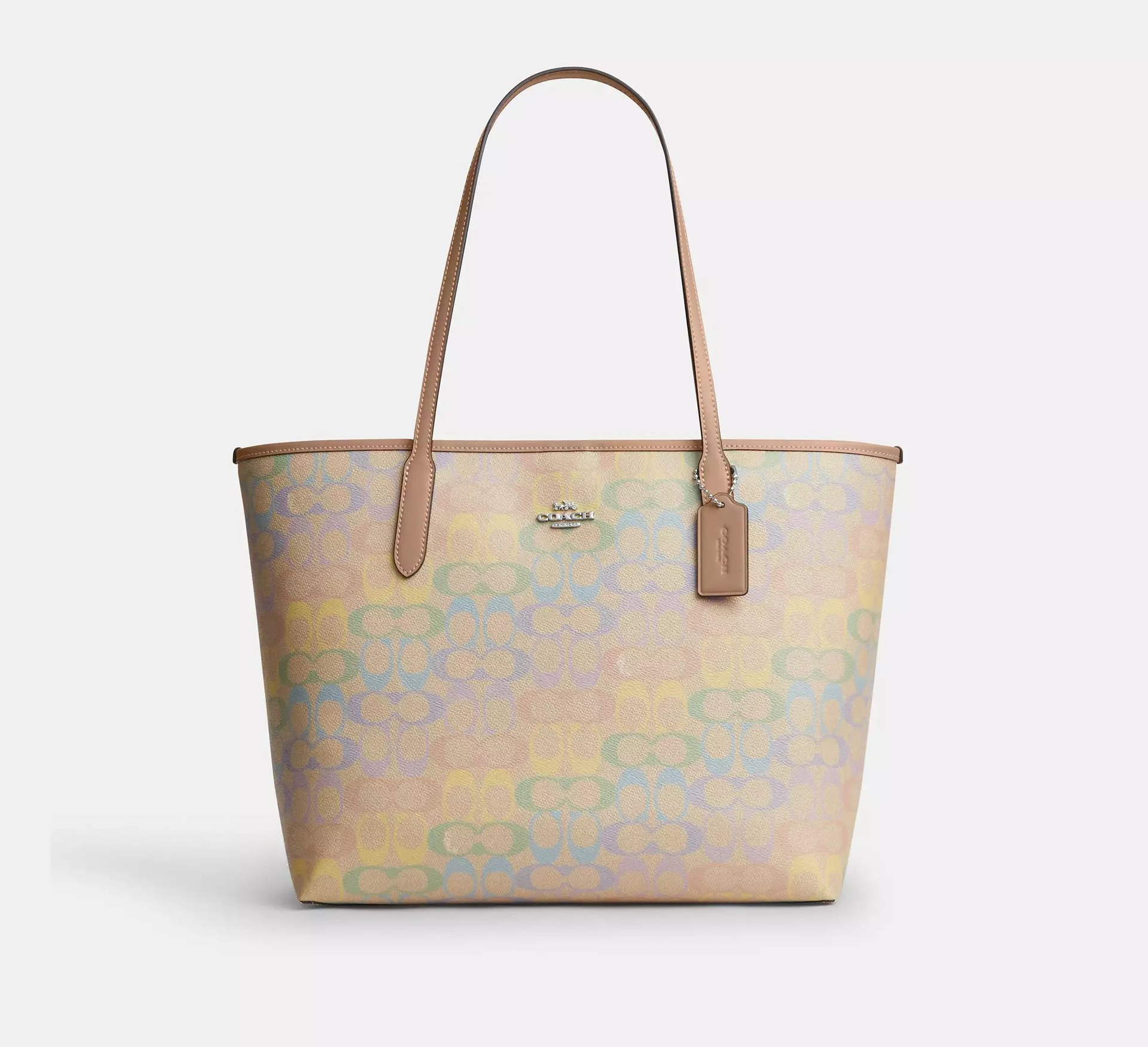 Coach City Tote Bag In Rainbow Signature – Silver - Mind Türkiye