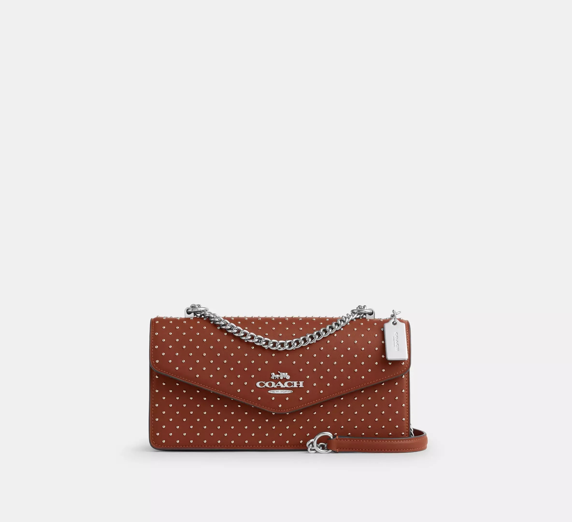 Coach Klare Envelope Crossbody Bag With Rivets – Silver/Pecan - Mind Türkiye
