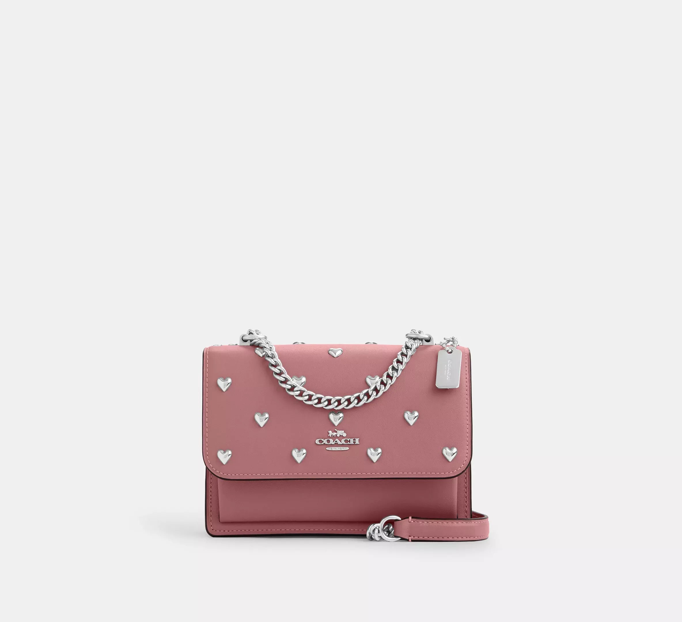 Coach Mini Klare Crossbody Bag With Heart Rivets – Silver/Peony - Mind Türkiye