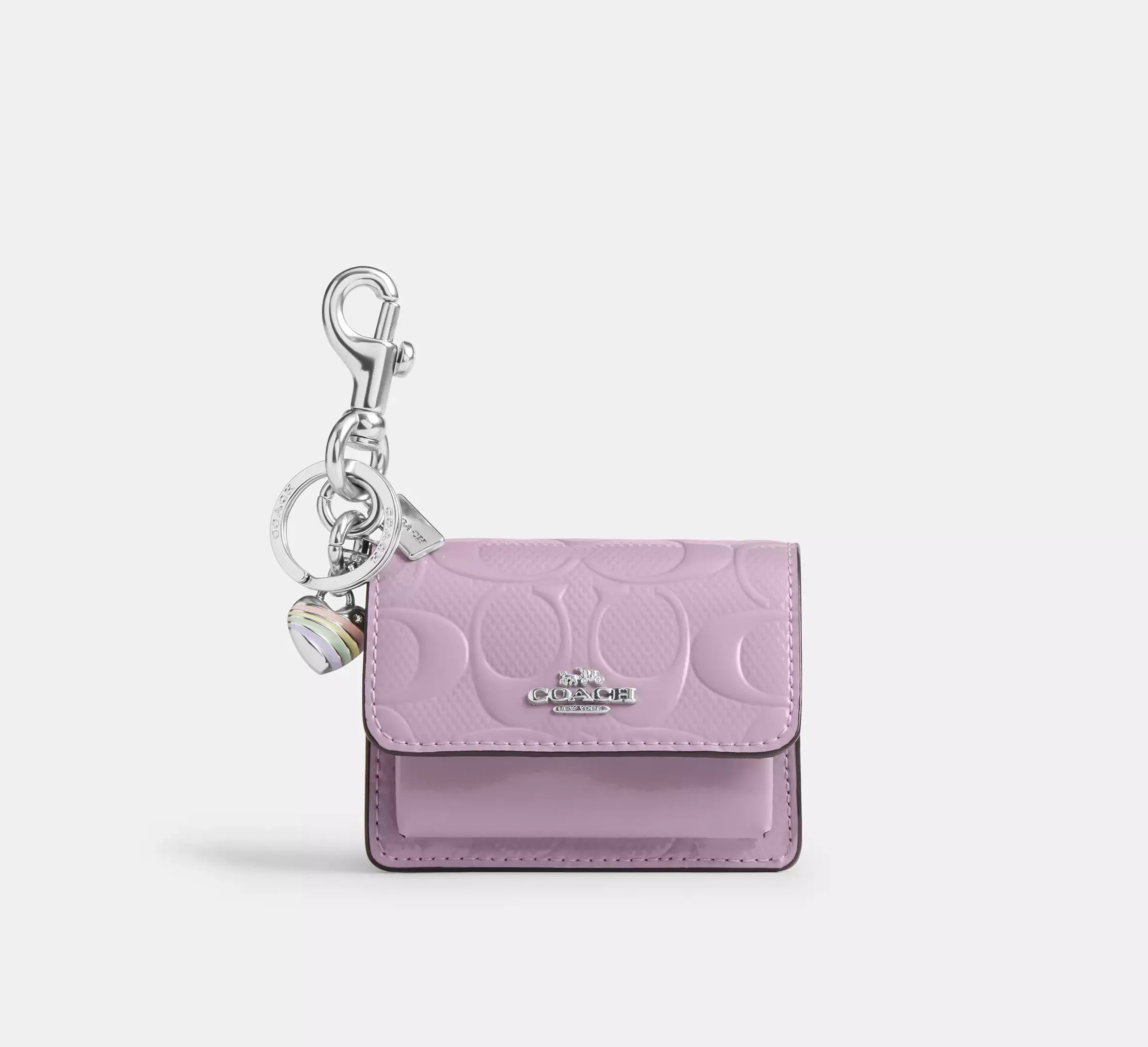 Coach Klare Bag Charm In Signature Leather With Heart Charm – Silver - Mind Türkiye