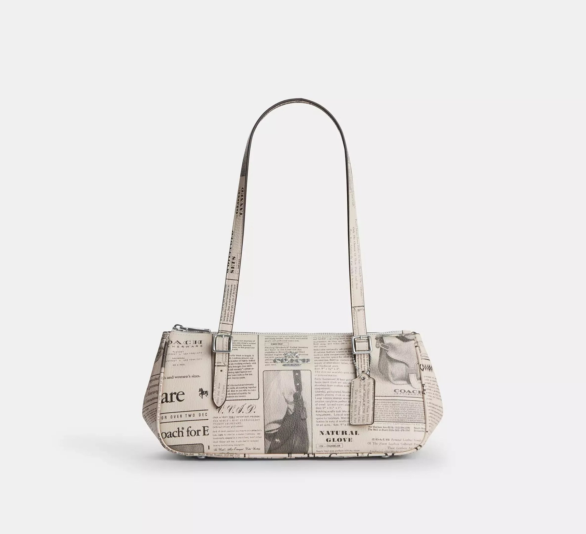 Coach Asher Shoulder Bag With Newspaper Print – Silver/Chalk Multi - Mind Türkiye