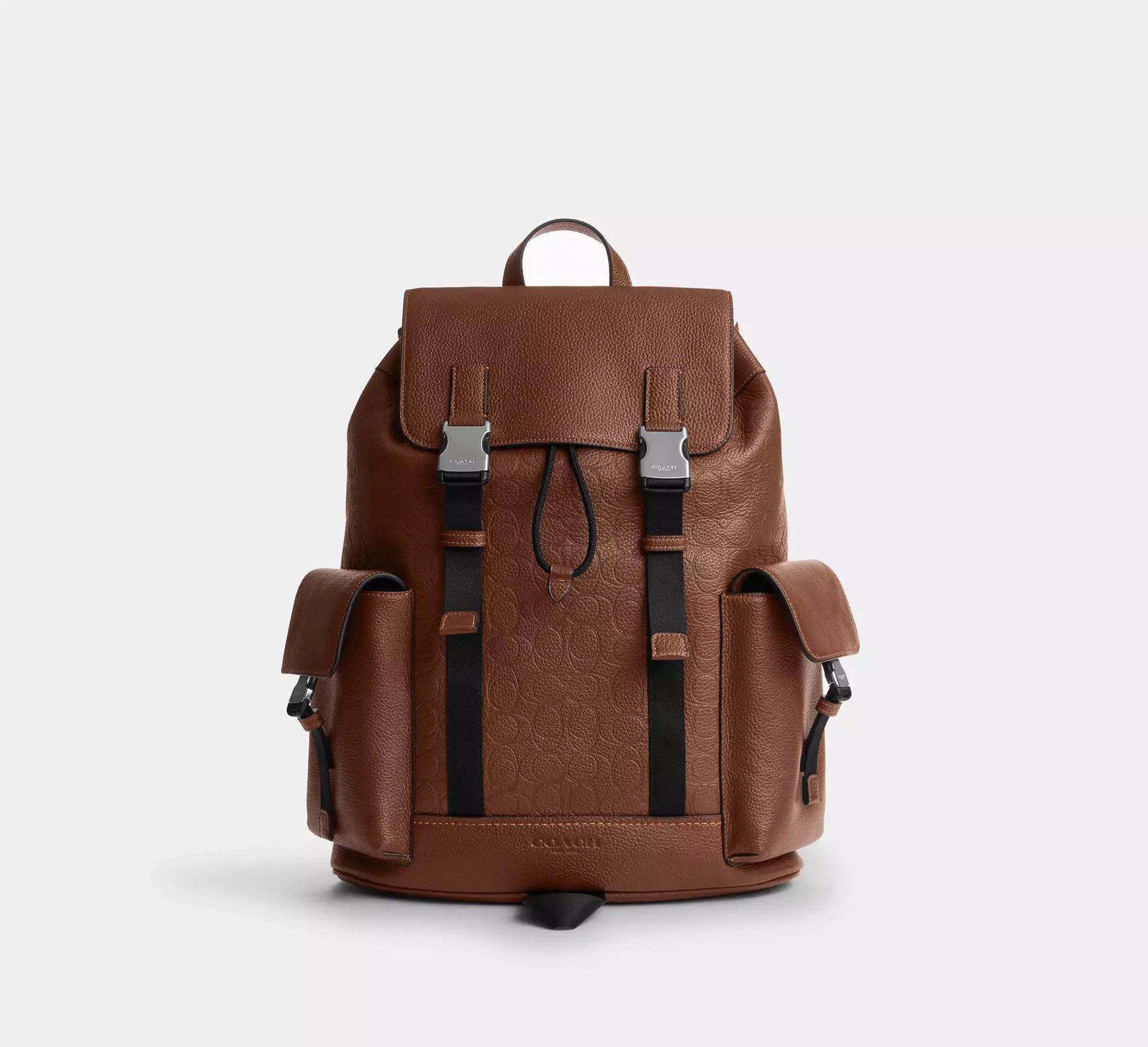 Coach Clark Backpack In Signature Leather – Silver/Vintage Brown - Mind Türkiye