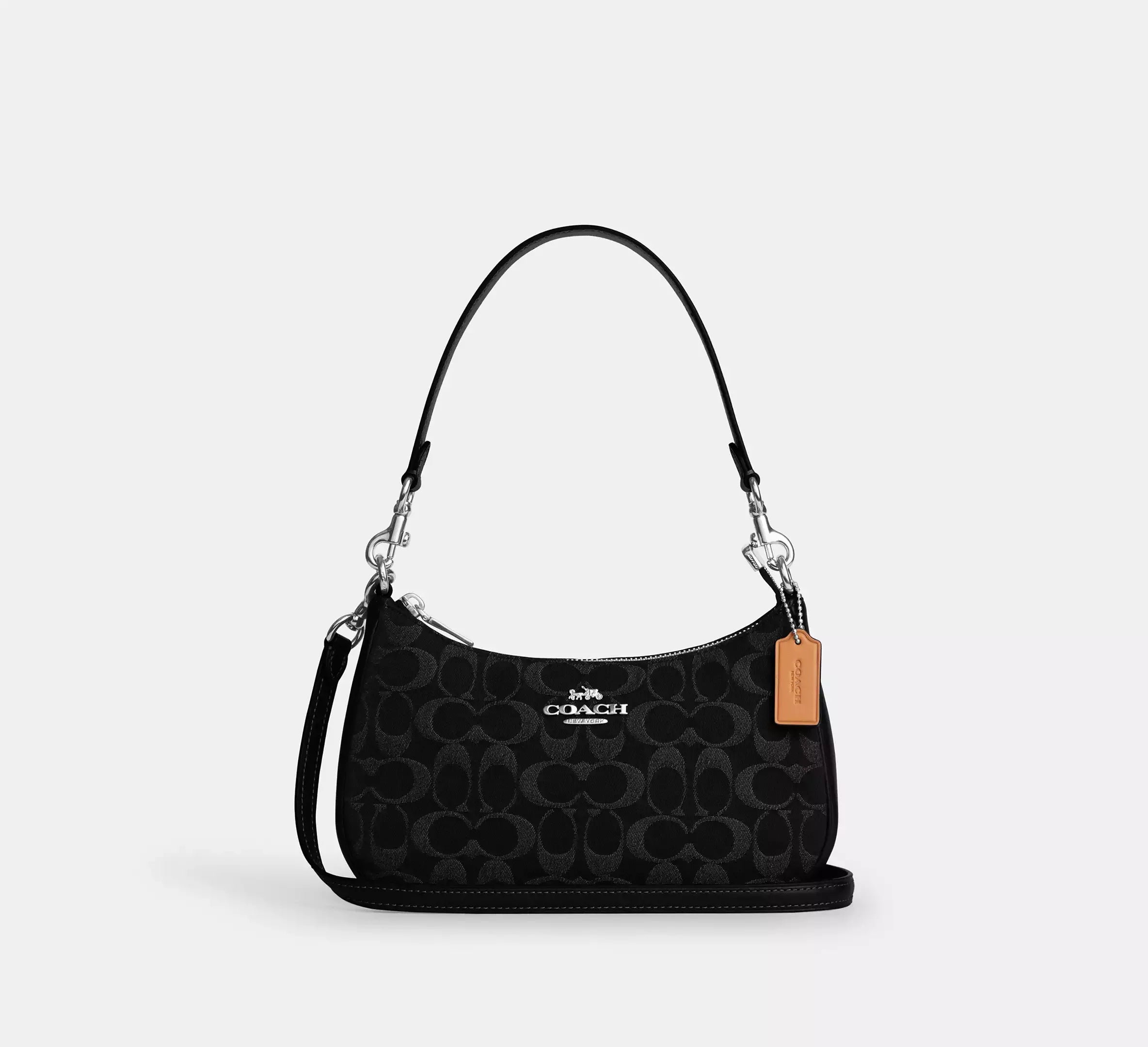 Coach Teri Shoulder Bag In Signature Denim – Silver/Black - Mind Türkiye