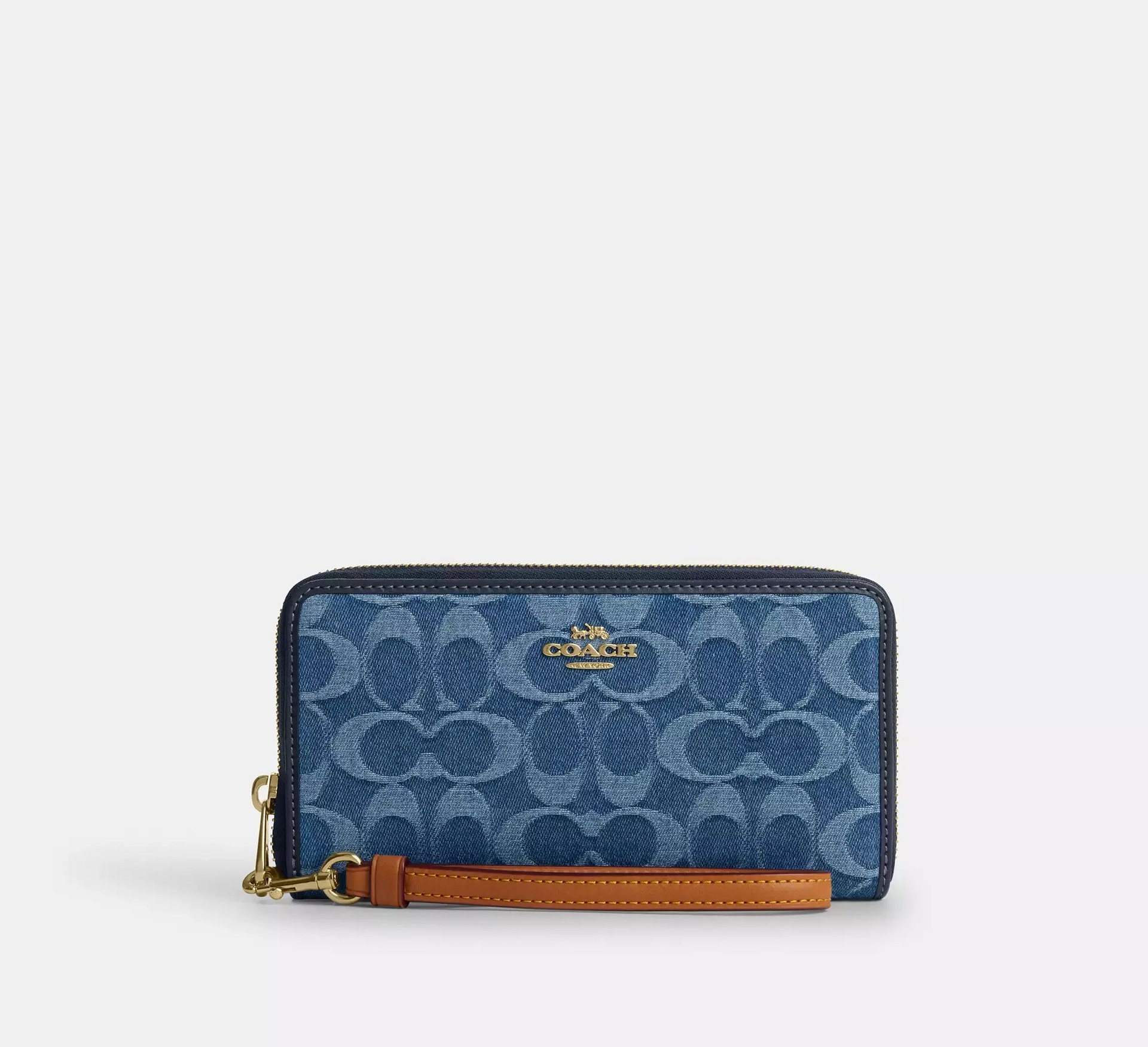 Coach Long Zip Around Wallet In Signature Denim – Gold/Indigo - Mind Türkiye