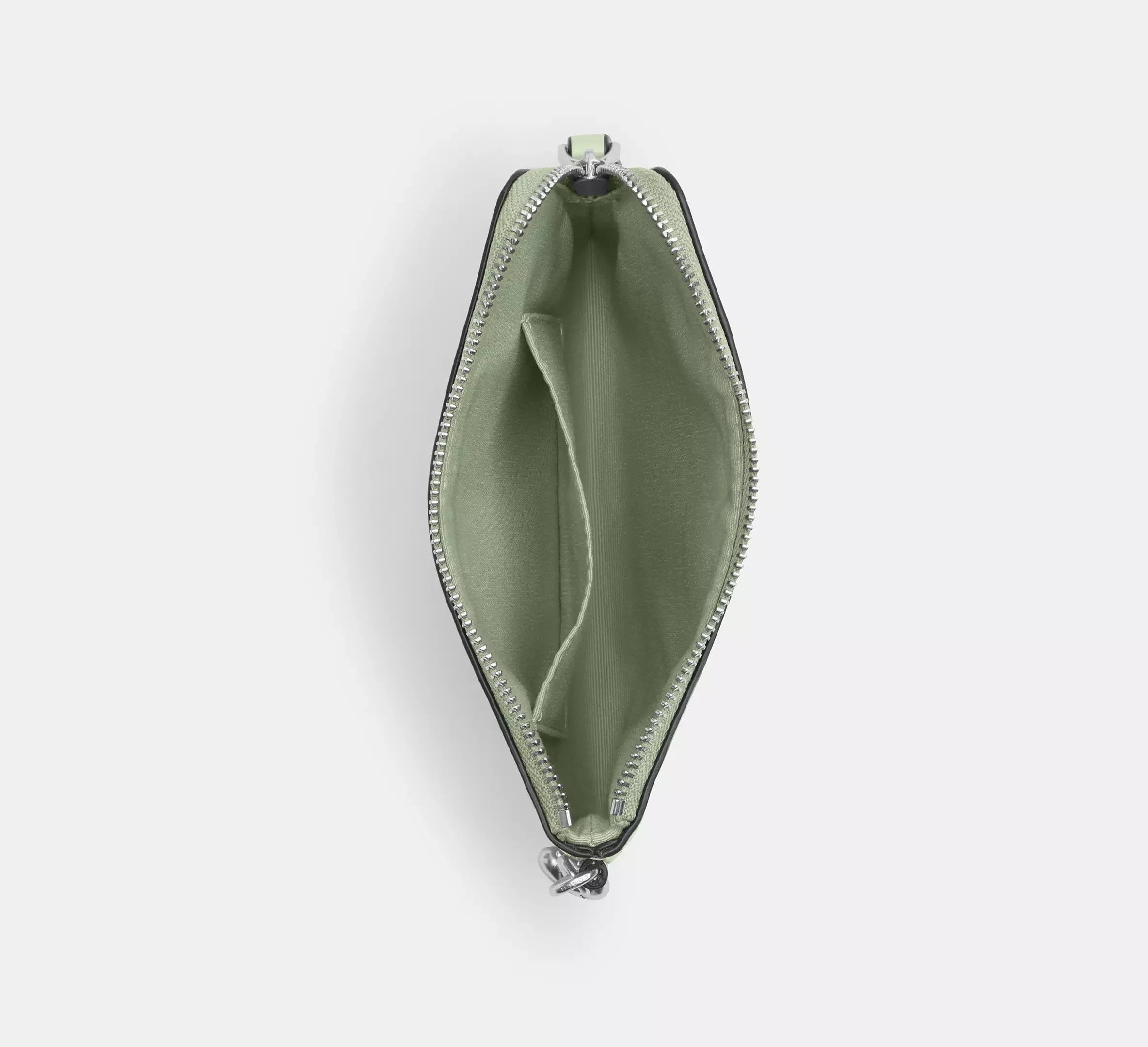 Coach Corner Zip Wristlet In Signature Leather With Heart Charm – Silver/Pale Green - Mind Türkiye