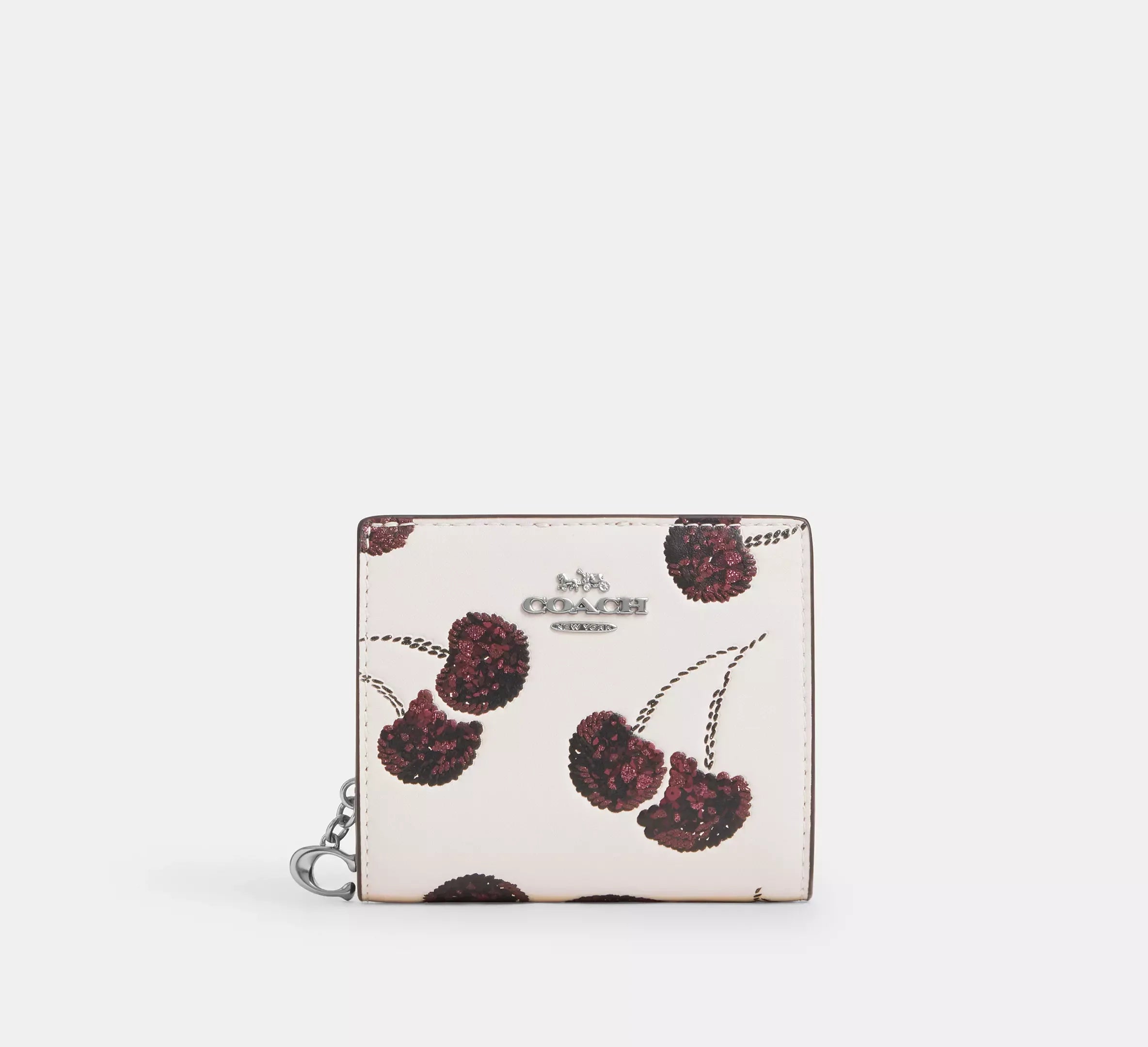 Coach Snap Wallet With Cherry Print – Silver/Chalk Multi - Mind Türkiye