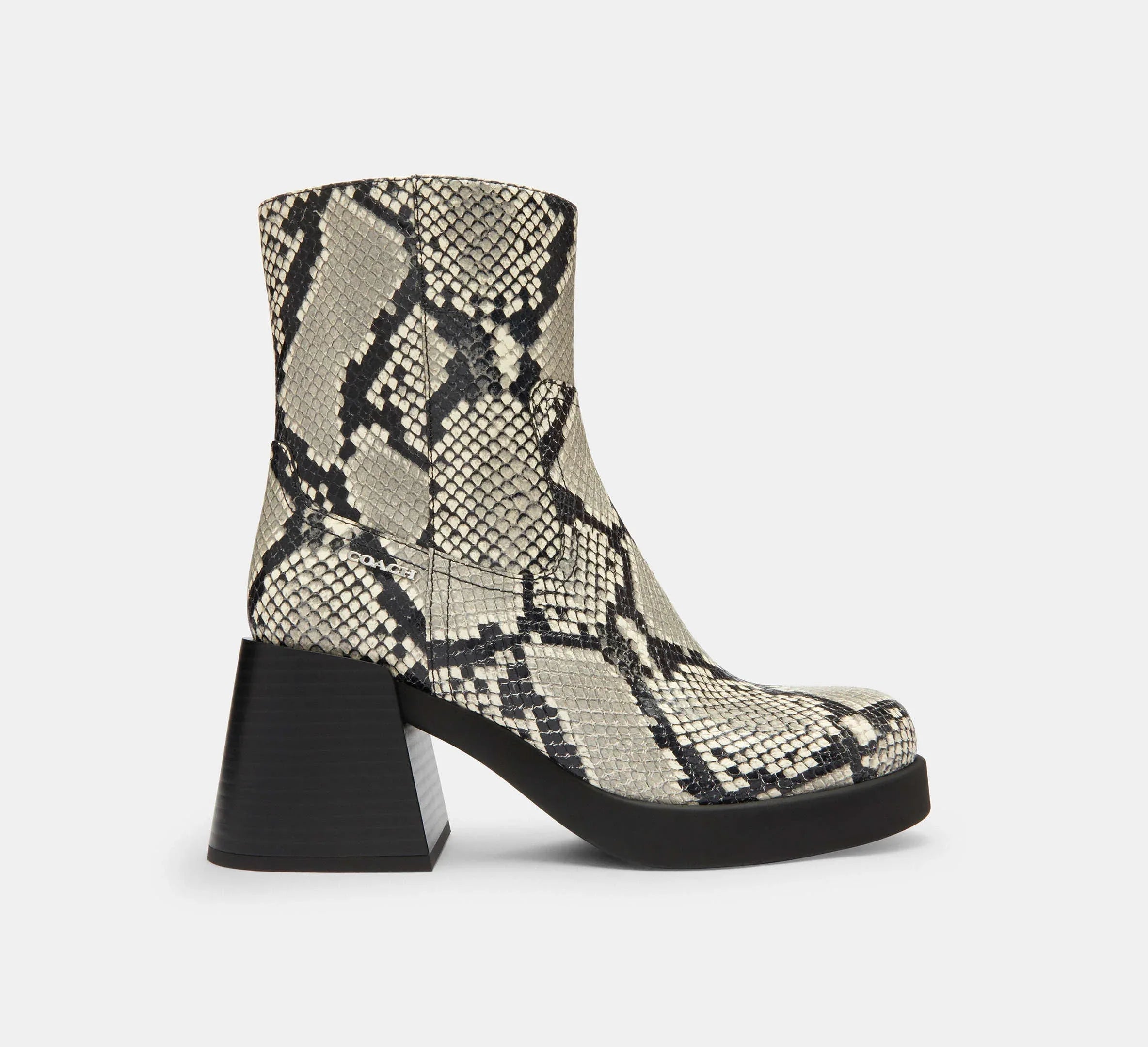 Coach Block Heel Boot With Snake Print – Natural - Mind Türkiye