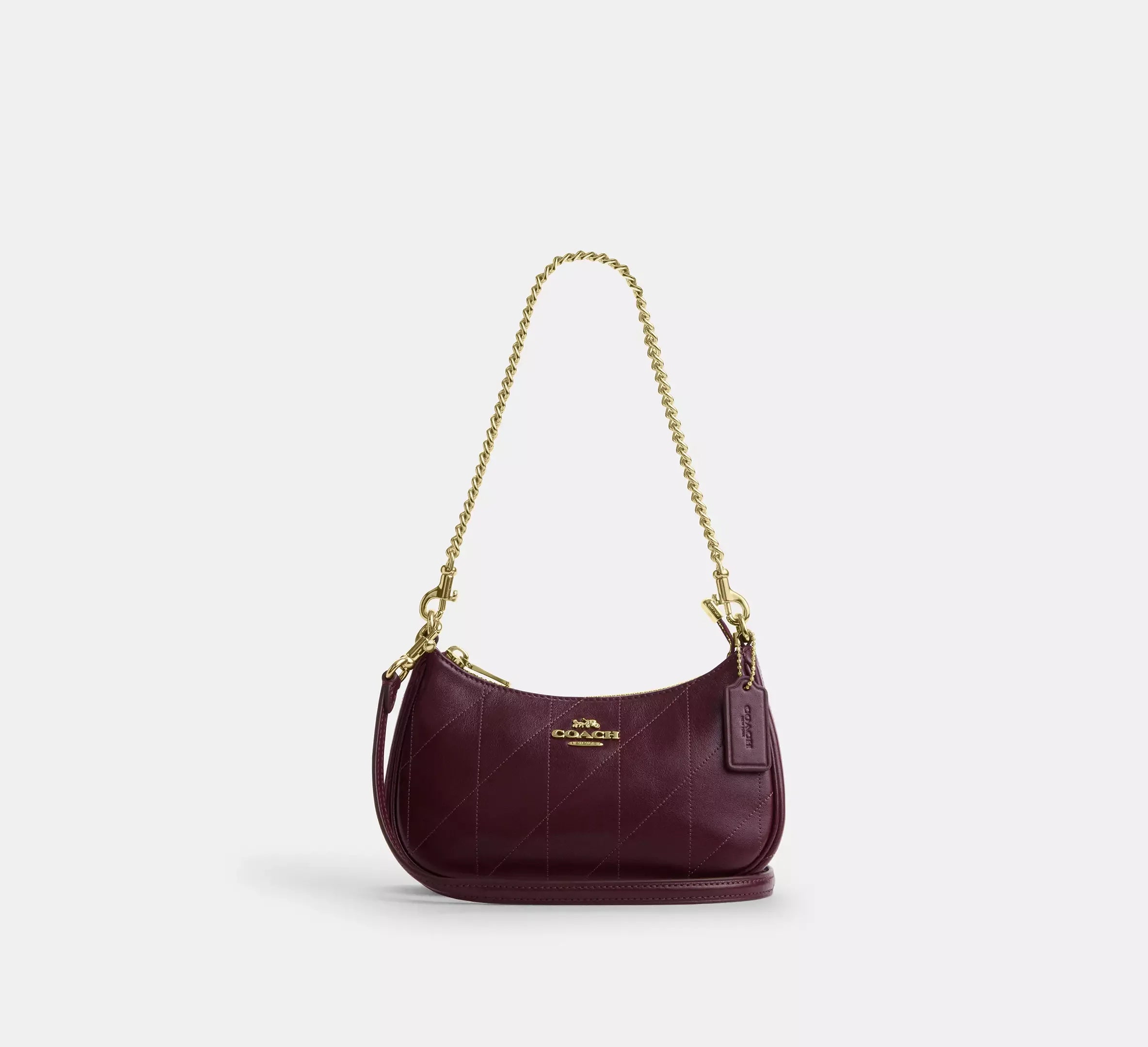 Coach Teri Mini Crossbody Bag With Quilting – Gold/Dark Wine - Mind Türkiye