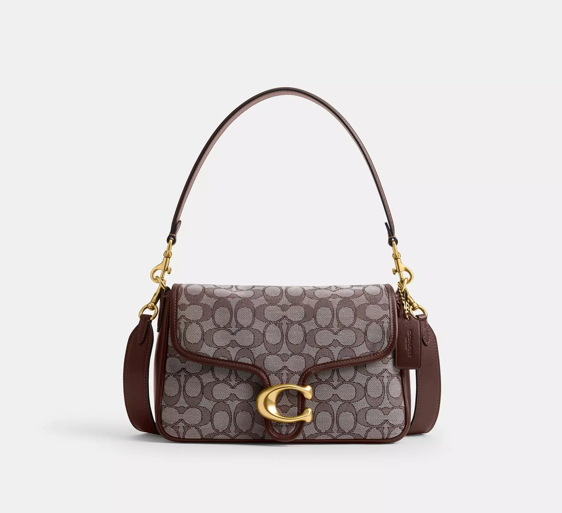 Coach Soft Tabby Shoulder Bag In Signature Jacquard – Brass/Oak Maple - Mind Türkiye