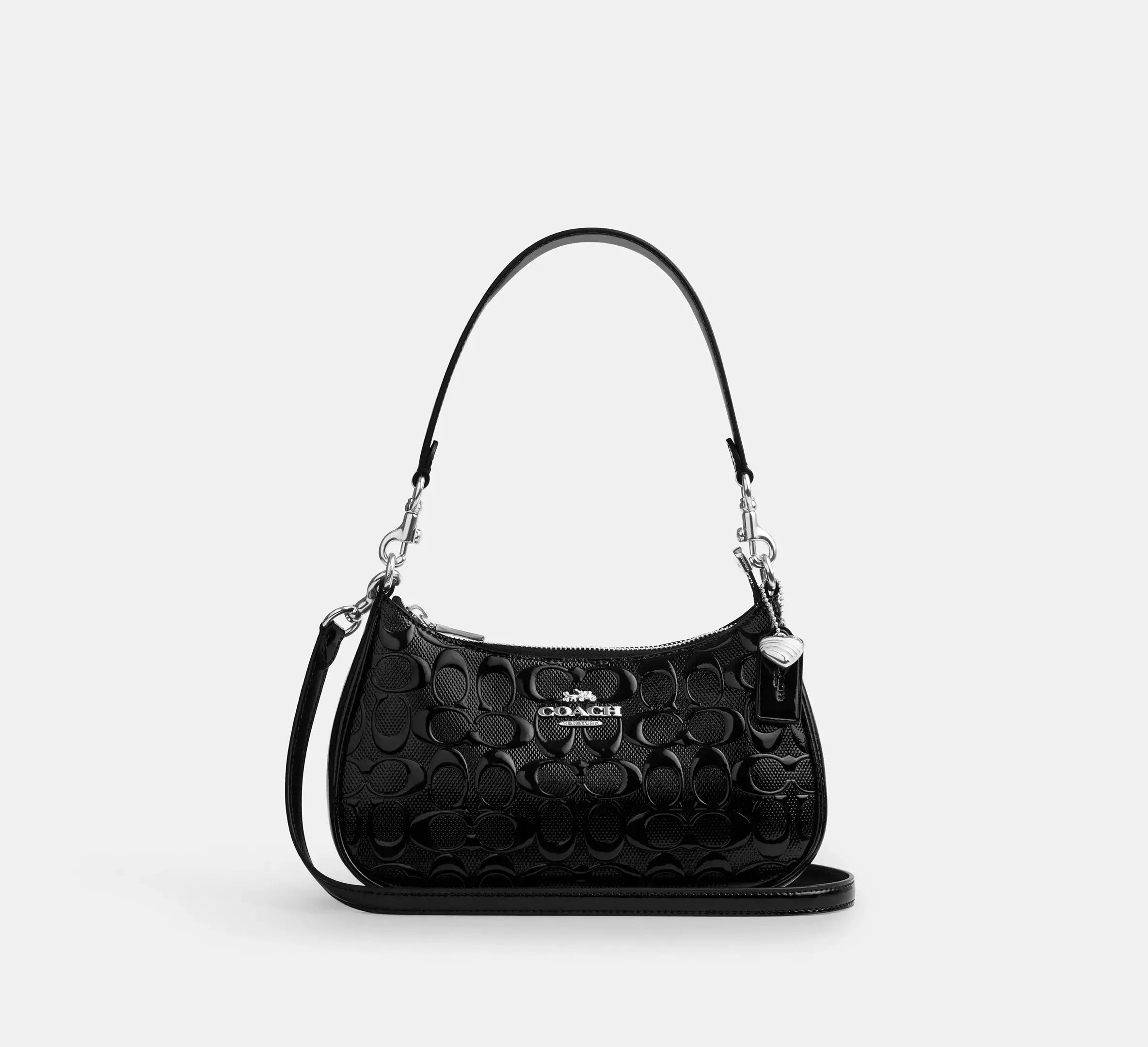 Coach Teri Shoulder Bag In Signature Leather With Heart Charm – Silver - Mind Türkiye