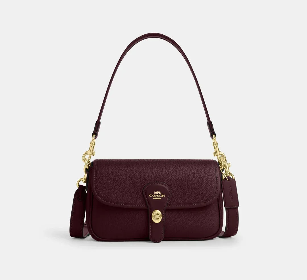 Coach Hadley Shoulder Bag – Gold/Dark Wine - Mind Türkiye