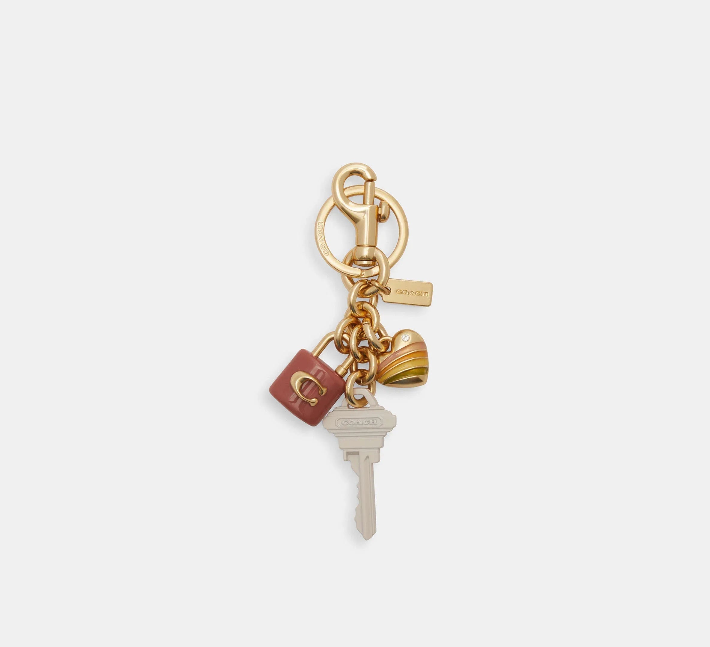 Coach Key Cluster Bag Charm – Gold/Pink Multi - Mind Türkiye