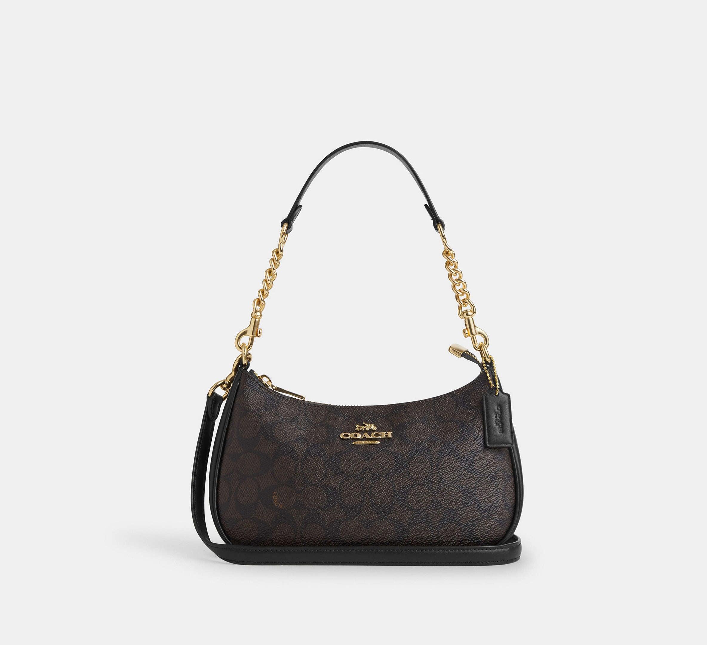 Coach Teri Shoulder Bag In Signature – Gold/Walnut/Black - Mind Türkiye