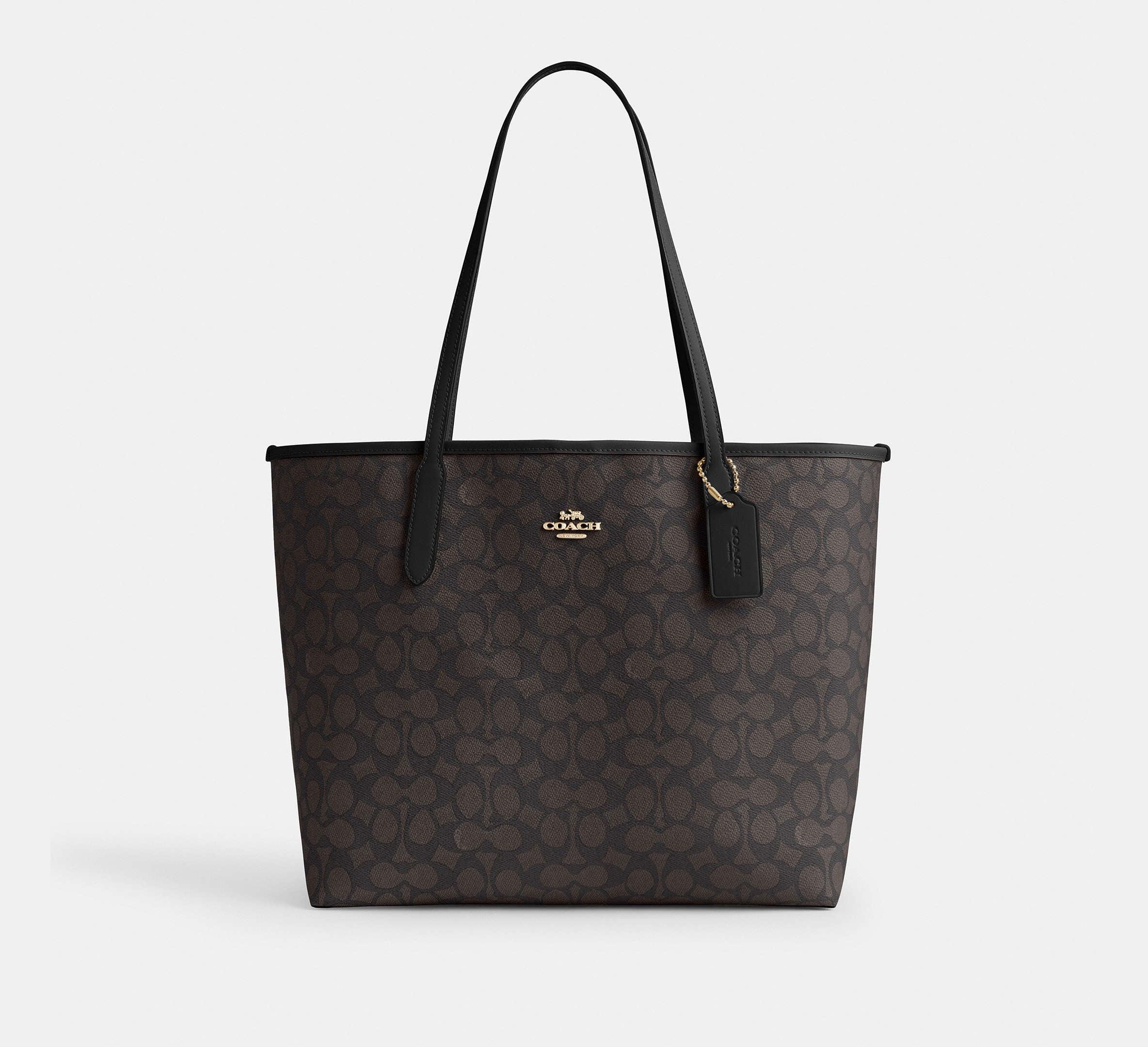 Coach City Tote Bag In Signature – Gold/Walnut/Black - Mind Türkiye
