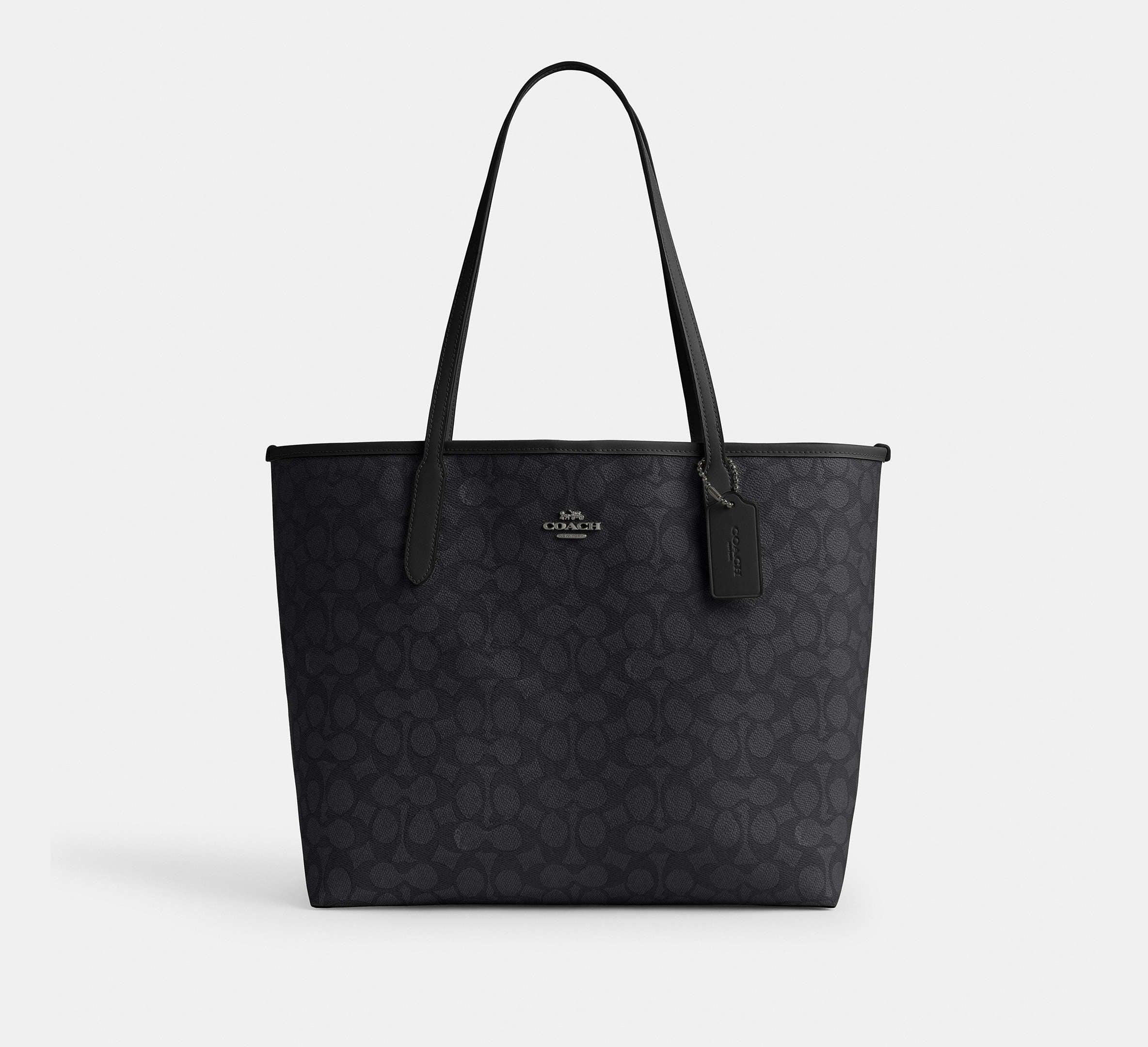 Coach City Tote Bag In Signature – Gunmetal/Charcoal/Black - Mind Türkiye