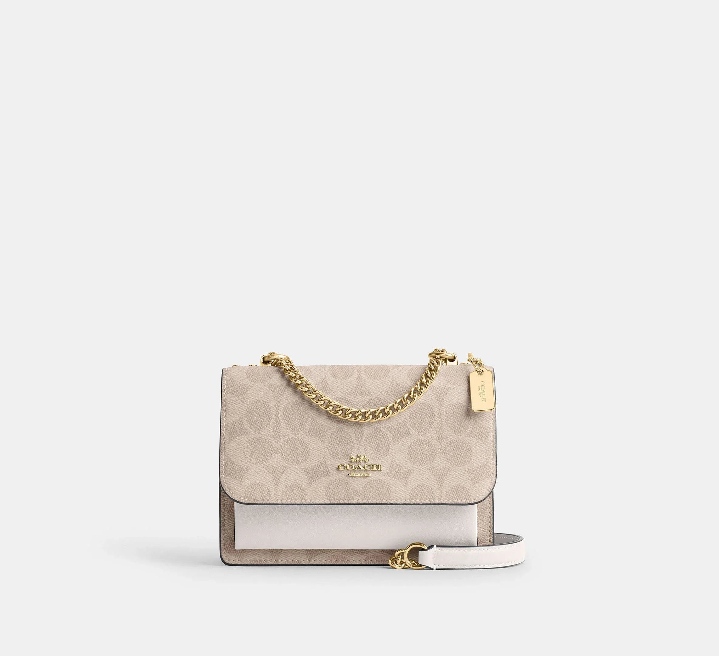 Coach Mini Klare Crossbody Bag In Signature – Gold/Sand/Chalk - Mind Türkiye
