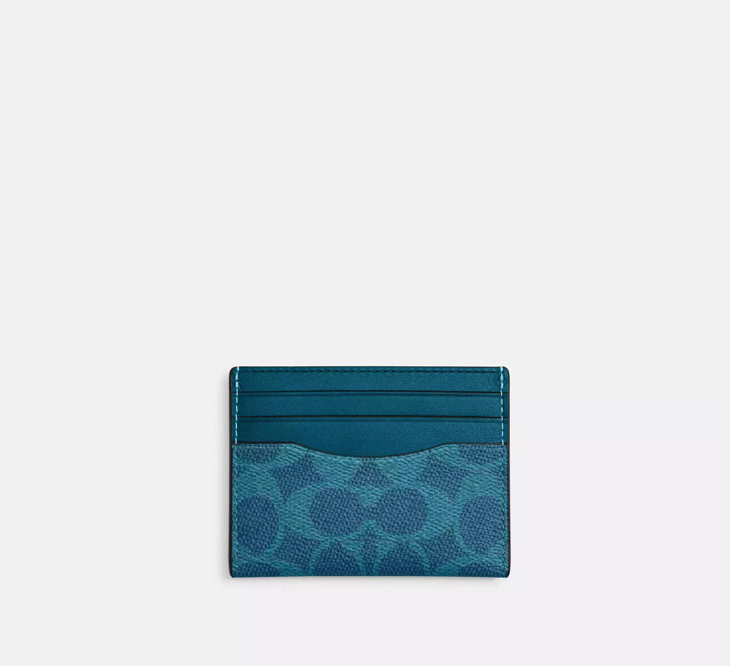 Coach Slim Id Card Case In Signature – Aquamarine Teal - Mind Türkiye