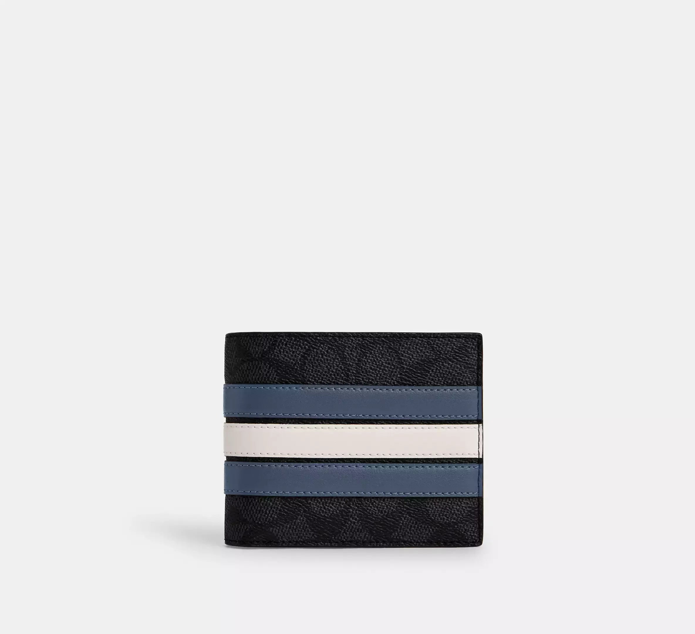Coach 3-In-1 Wallet In Signature Canvas With Varsity Stripe – Charcoal/Denim/Chalk - Mind Türkiye