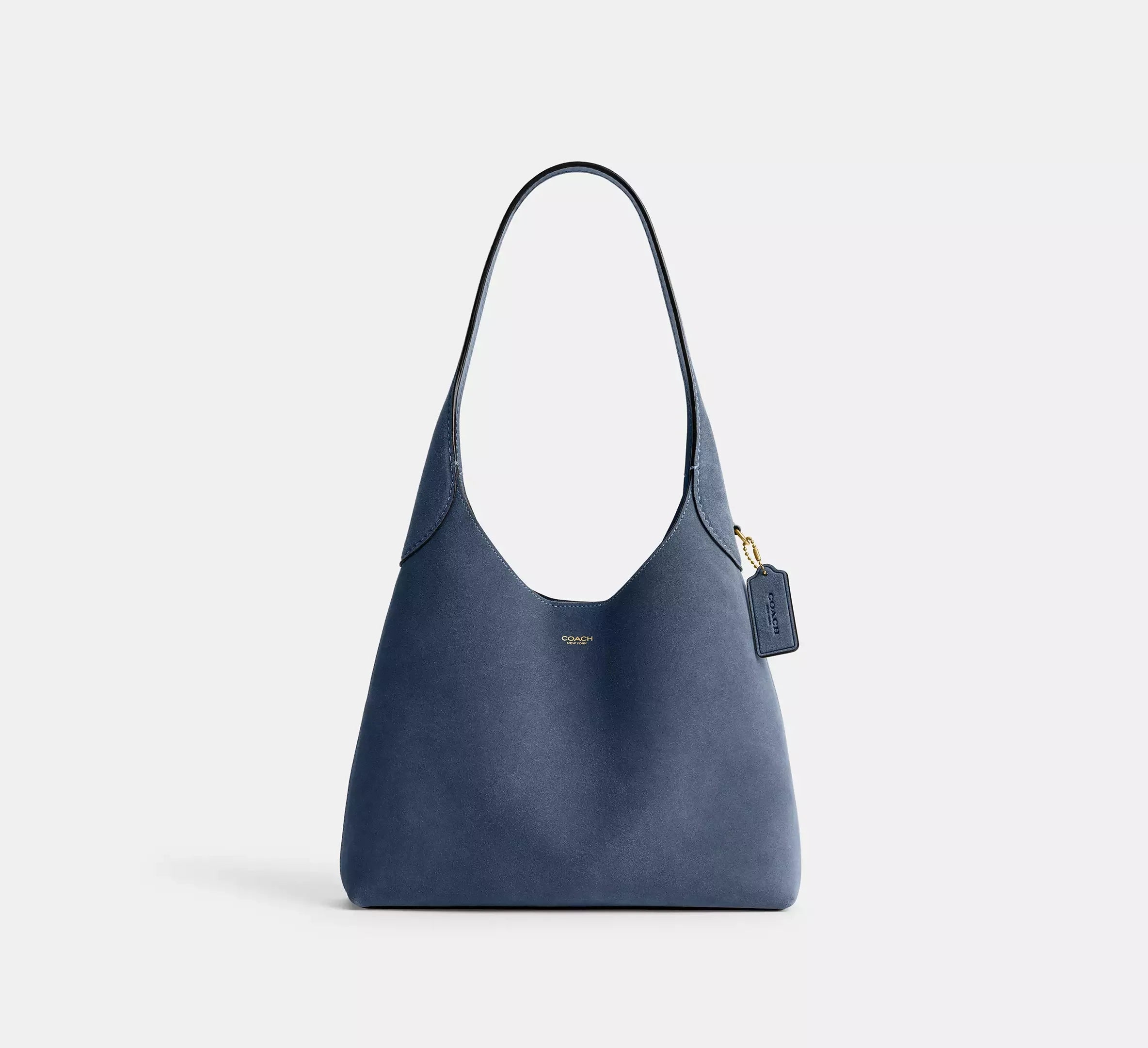 Coach Brooklyn Shoulder Bag 28 – Suede/Brass/Light Denim - Mind Türkiye