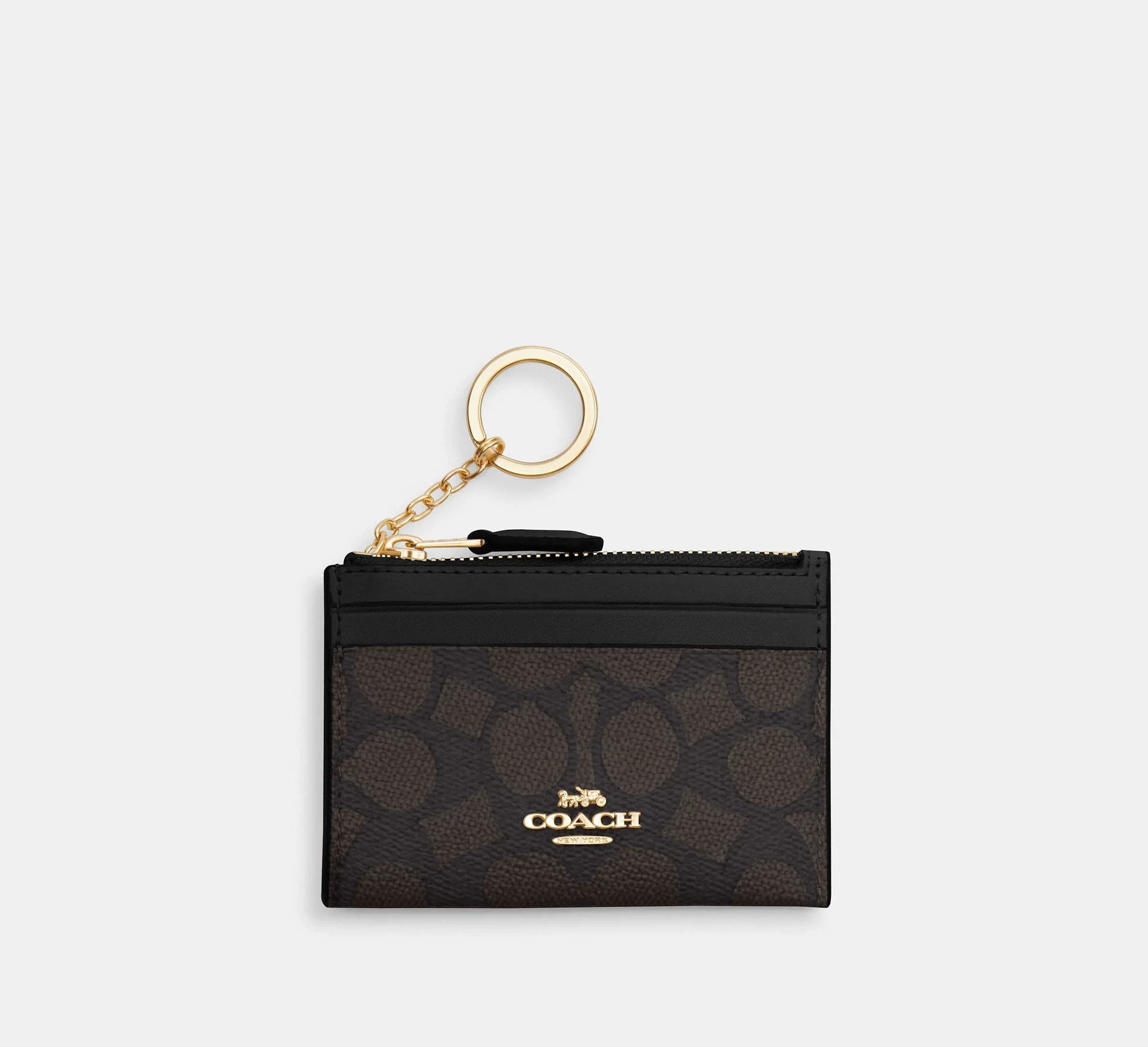 Coach Mini Skinny Id Case In Signature – Gold/Walnut/Black - Mind Türkiye