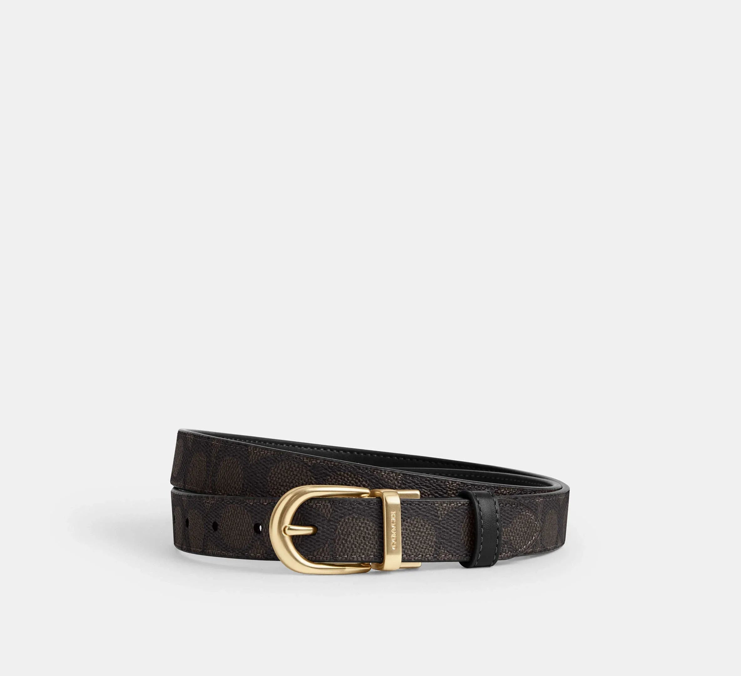 Coach Harness Buckle Cut To Size Reversible Belt, 25 Mm – Gold/Walnut/Black - Mind Türkiye