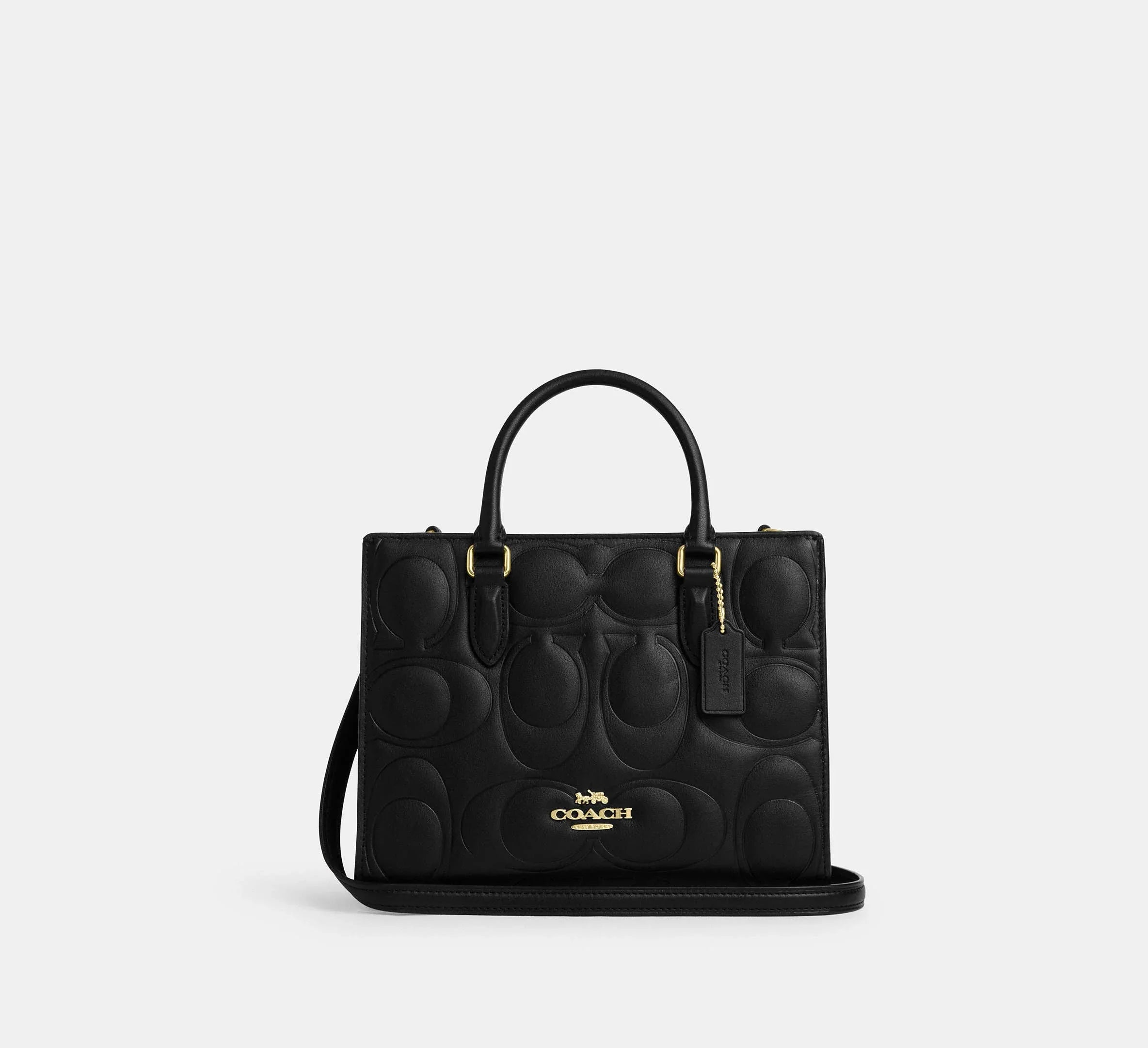 Coach Small Tote Bag In Signature Leather – Gold/Black - Mind Türkiye