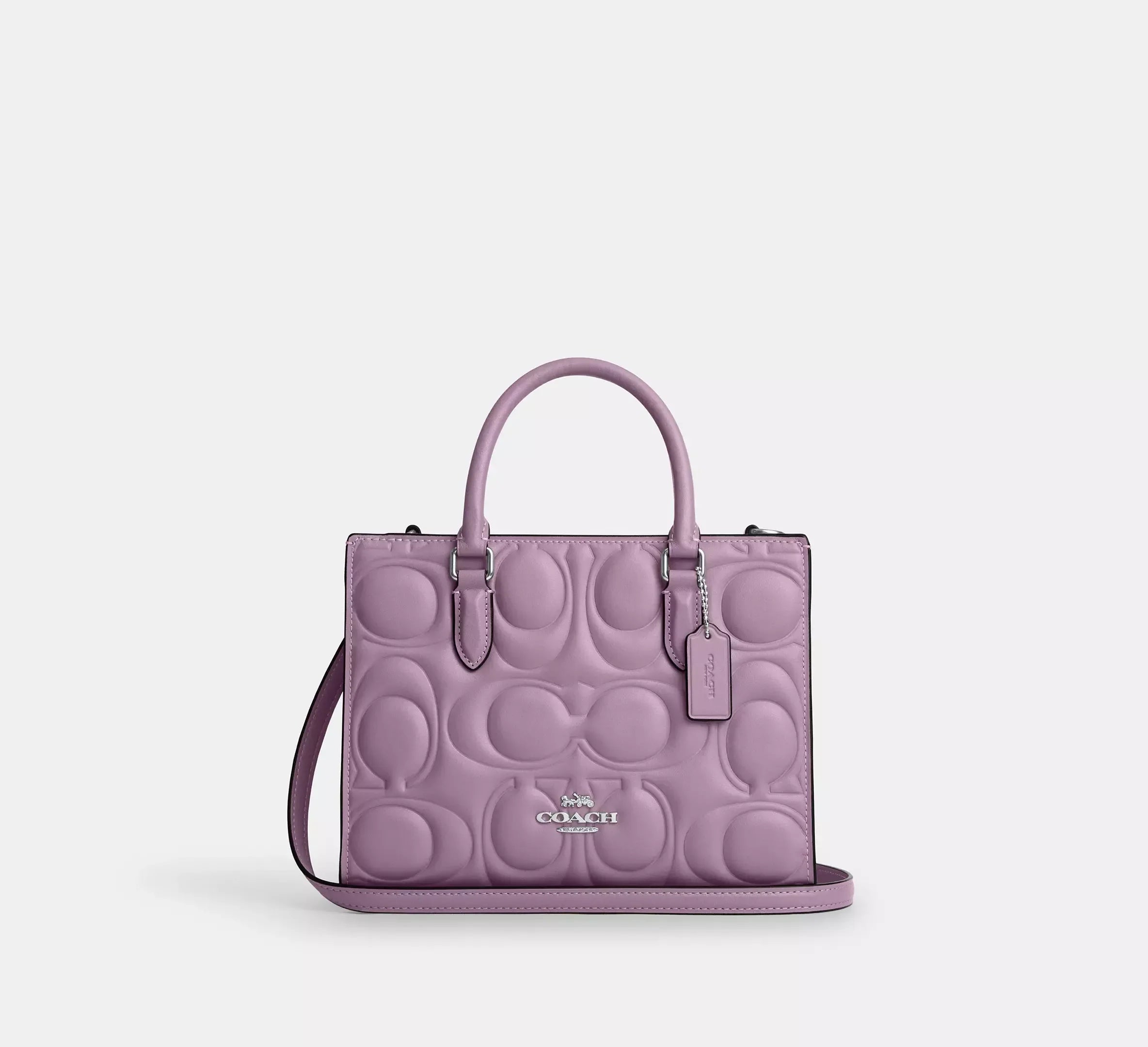 Coach Small Tote Bag In Signature Leather – Silver/Jasmine - Mind Türkiye