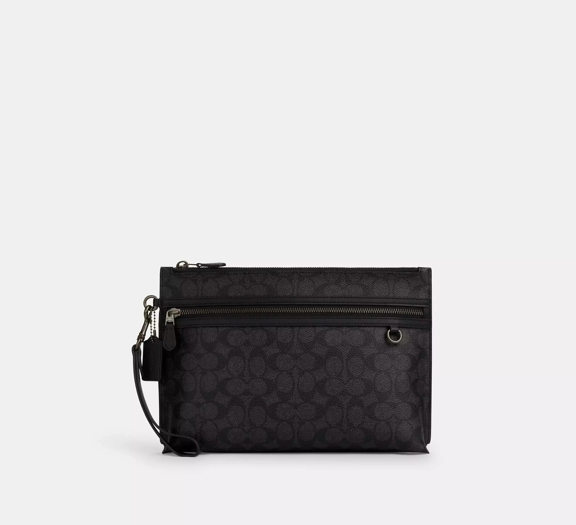 Coach Carry All Pouch In Signature – Gunmetal/Charcoal/Black - Mind Türkiye