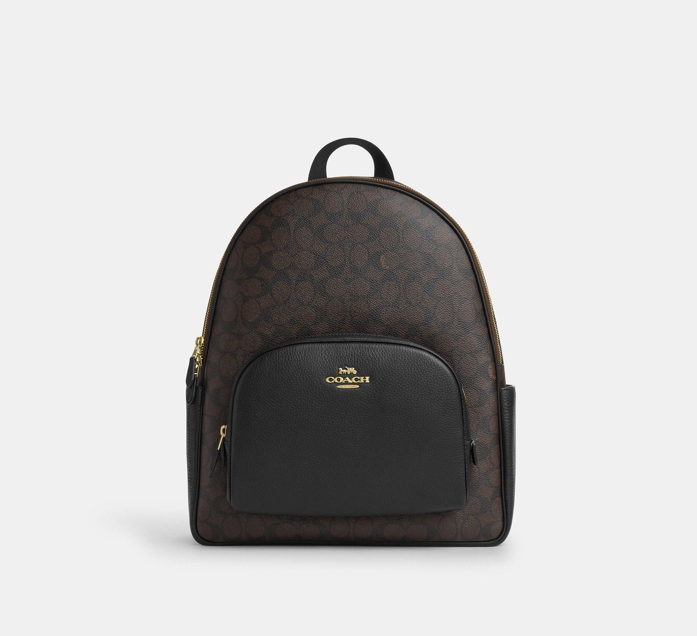 Coach Large Court Backpack In Signature Gold/Walnut/Black - Mind Türkiye