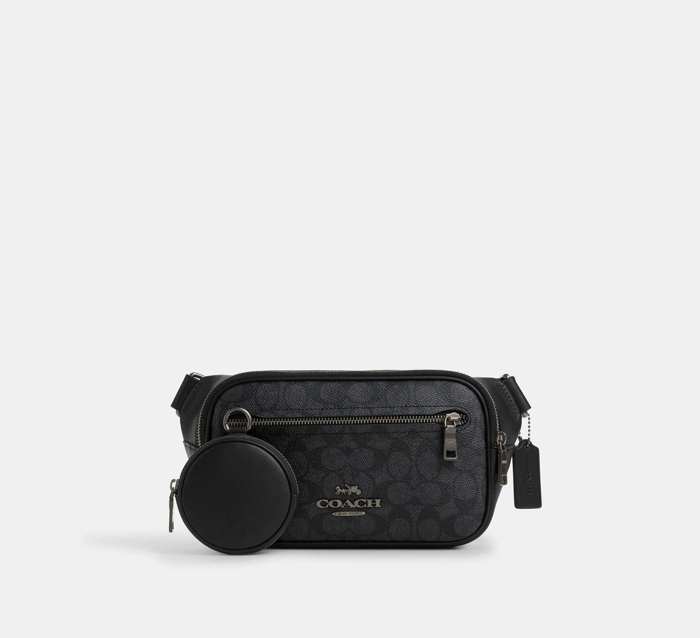 Coach Elias Belt Bag In Signature-Gunmetal/Charcoal/Black - Mind Türkiye