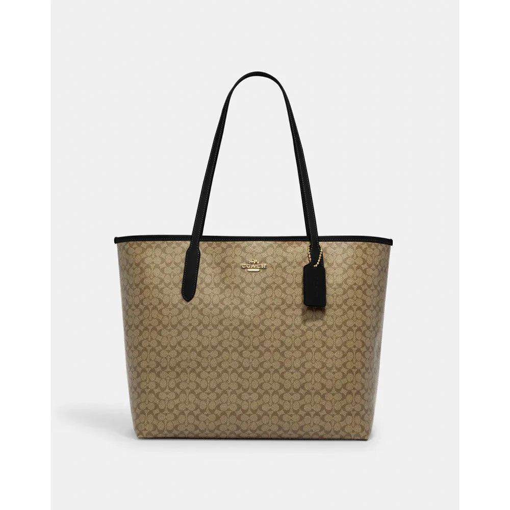 Coach City Tote Bag In Signature Gold/Khaki/Black - Mind Türkiye