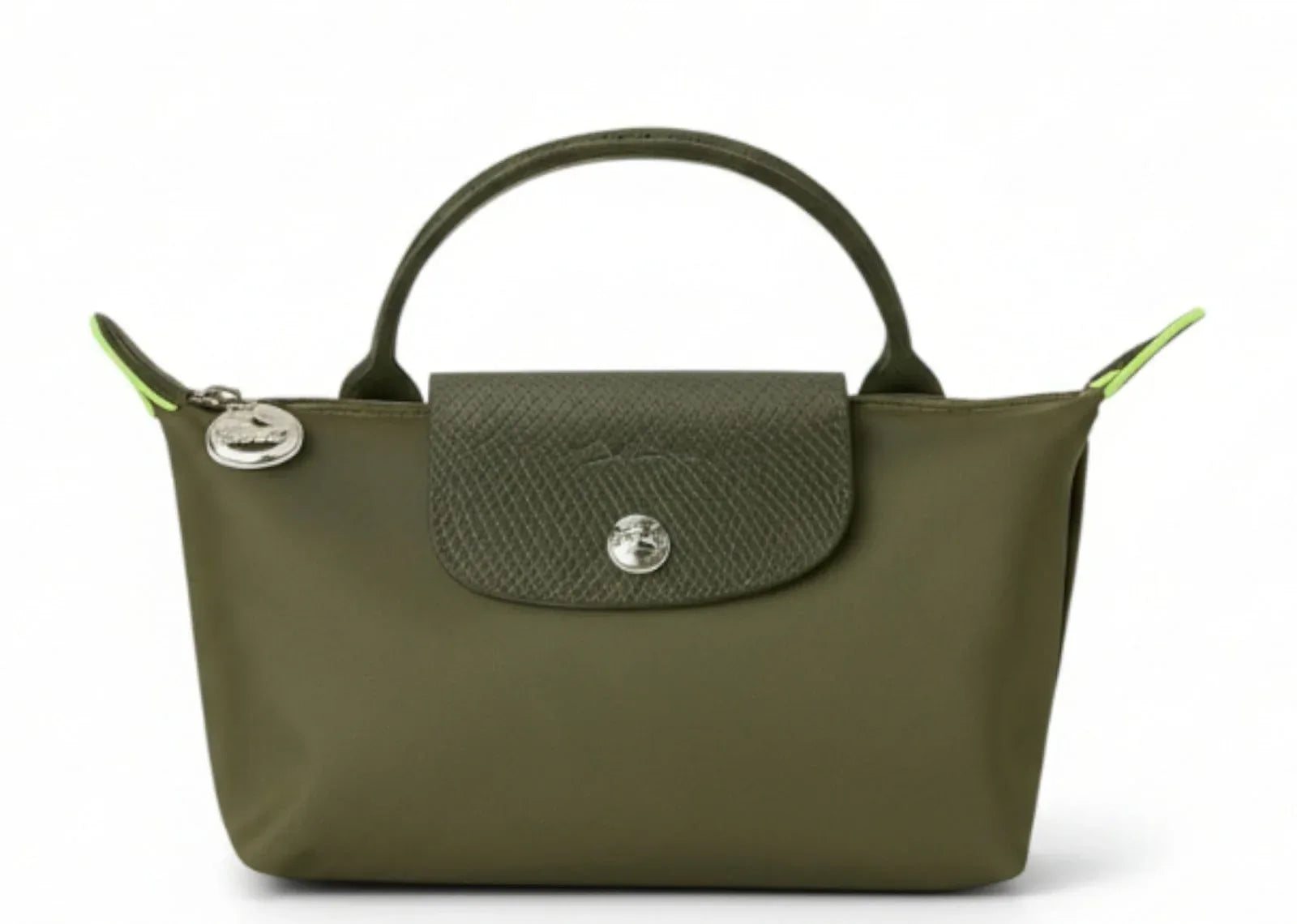 Longchamp Le Pliage Green Pouch With Handle Forest